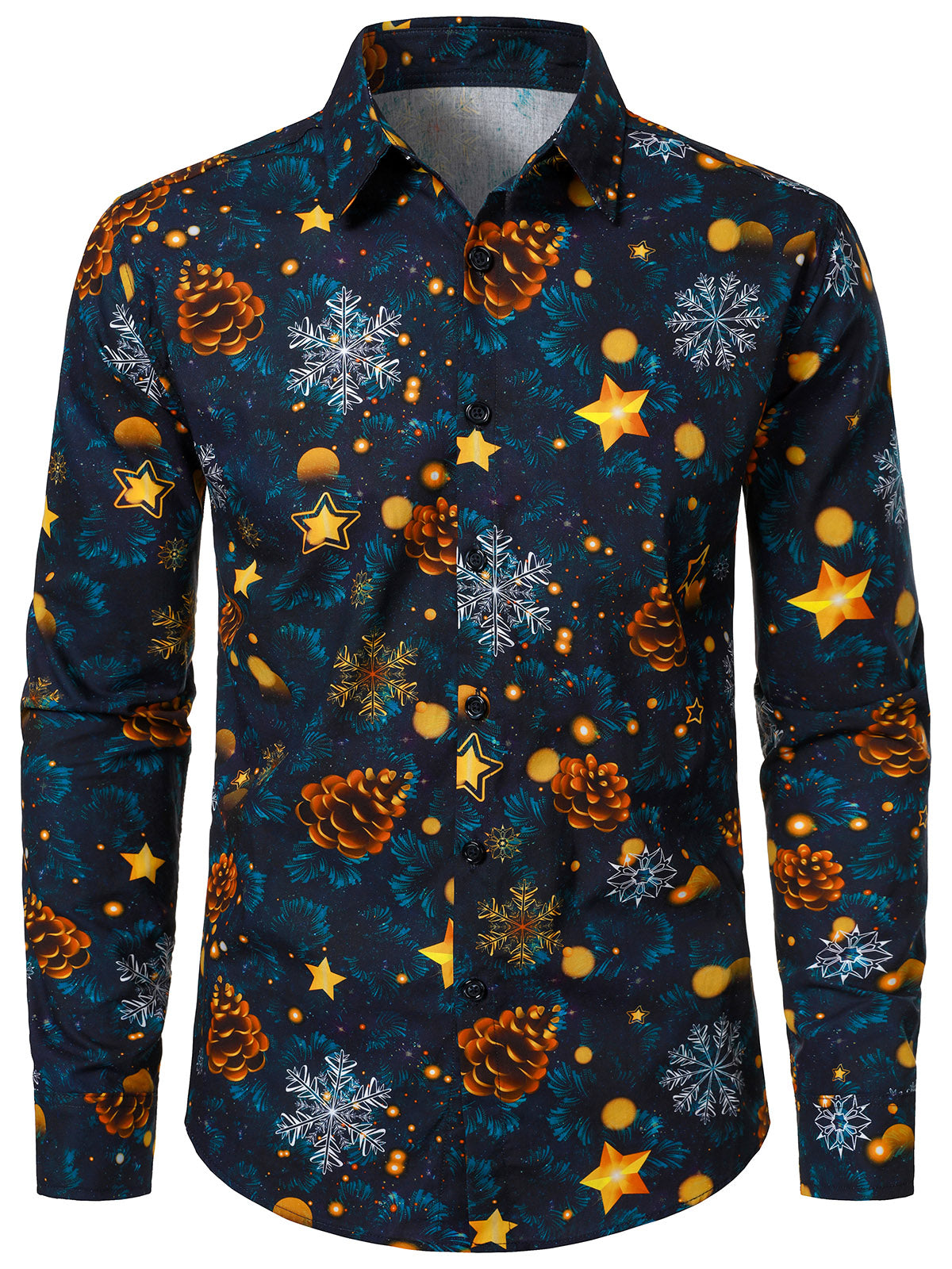 Chemise à manches longues en coton pour homme avec motif flocon de neige de Noël
