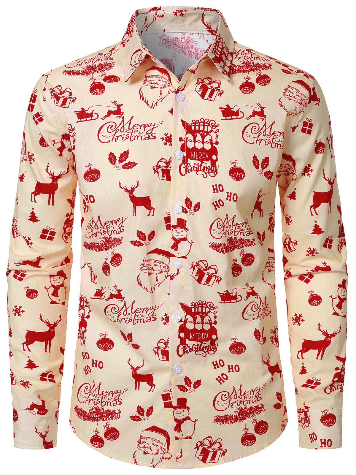 Chemise à manches longues en coton vintage de Noël pour homme