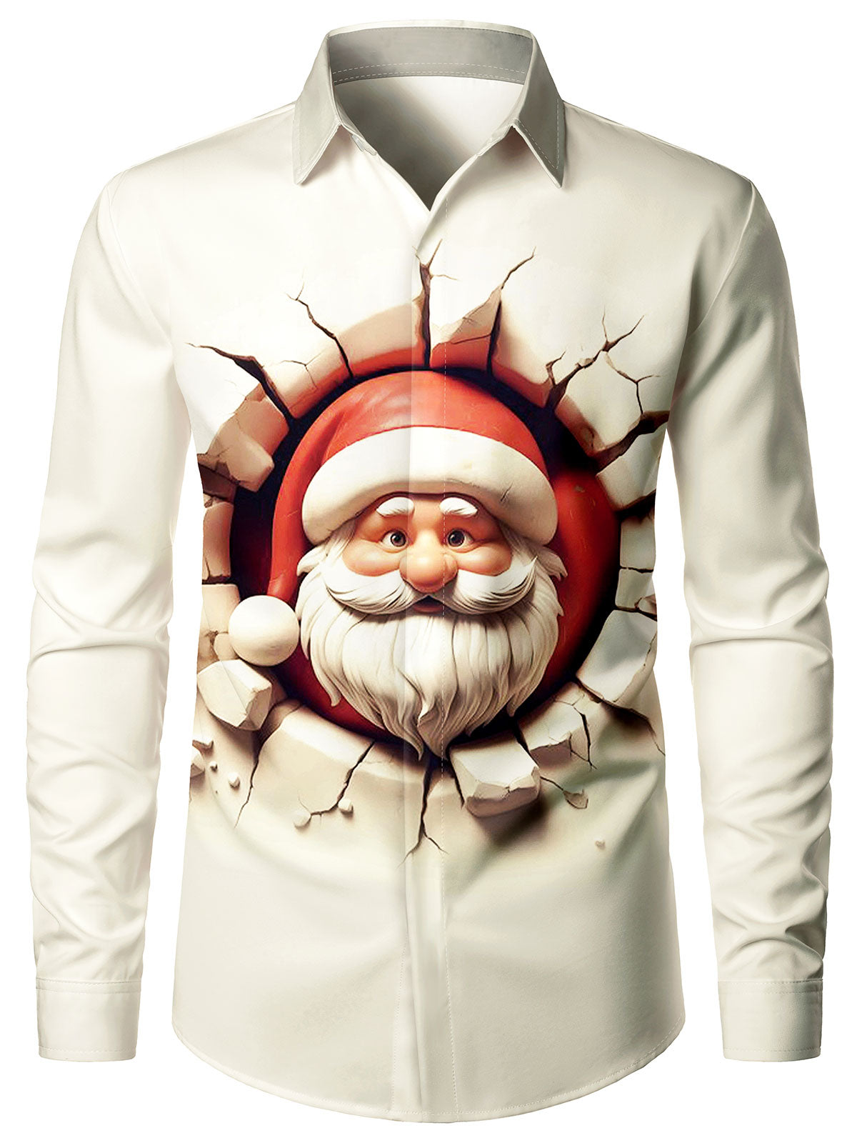Chemise à manches longues humoristique de Noël pour homme avec le Père Noël