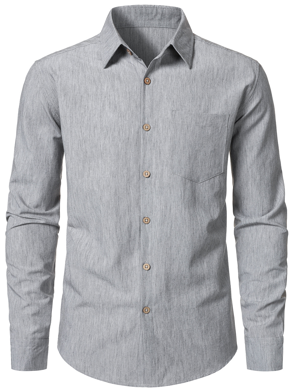 Chemise Homme Grise Unie à Manches Longues