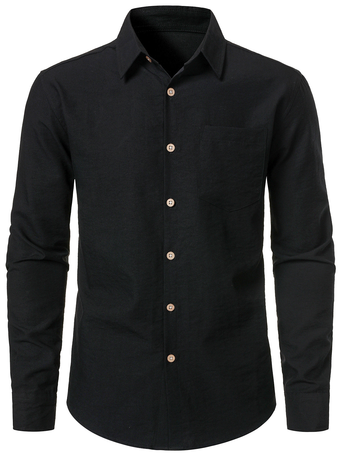 Chemise Homme Noire Unie à Manches Longues