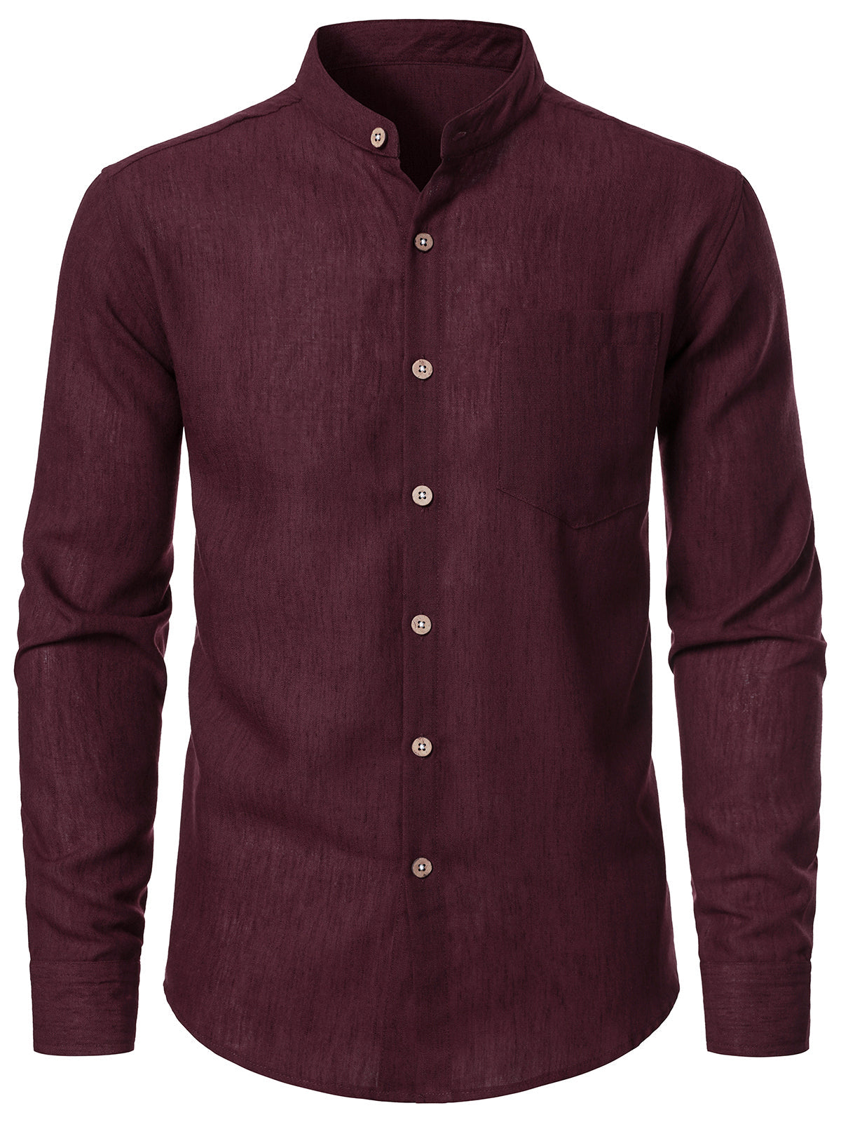 Chemise Homme Rouge Unie à Manches Longues