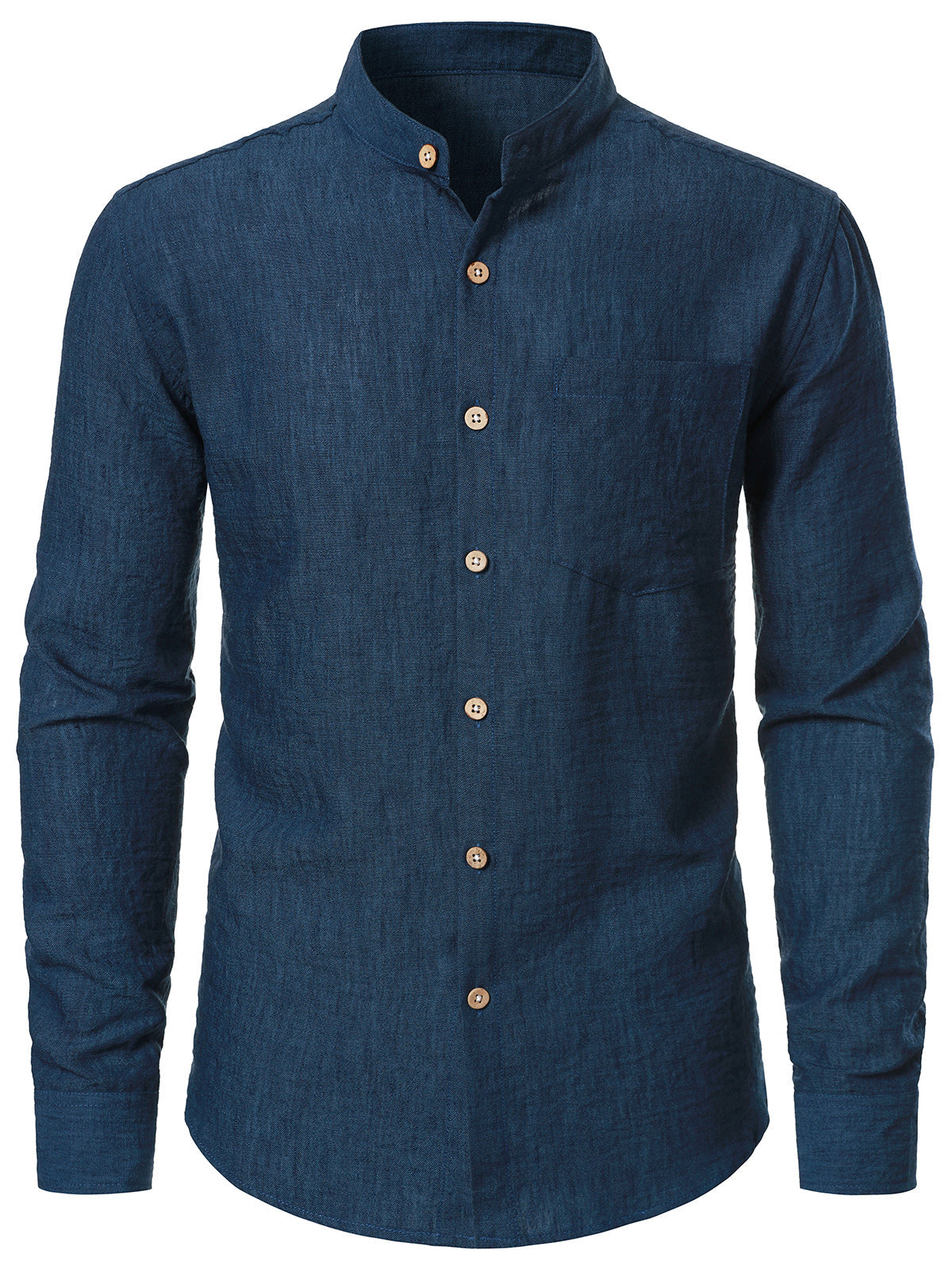 Chemise Homme Bleu Marine Unie à Manches Longues