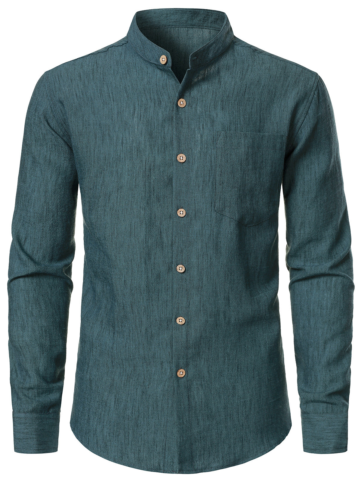 Chemise Homme Verte Unie à Manches Longues
