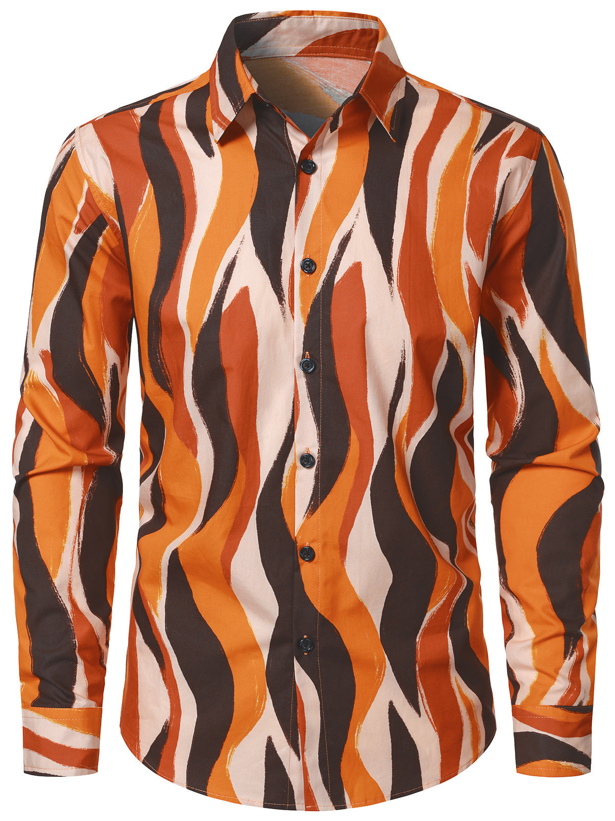 Men's Retro 70s Cotton Vintage Long Sleeve Shirt