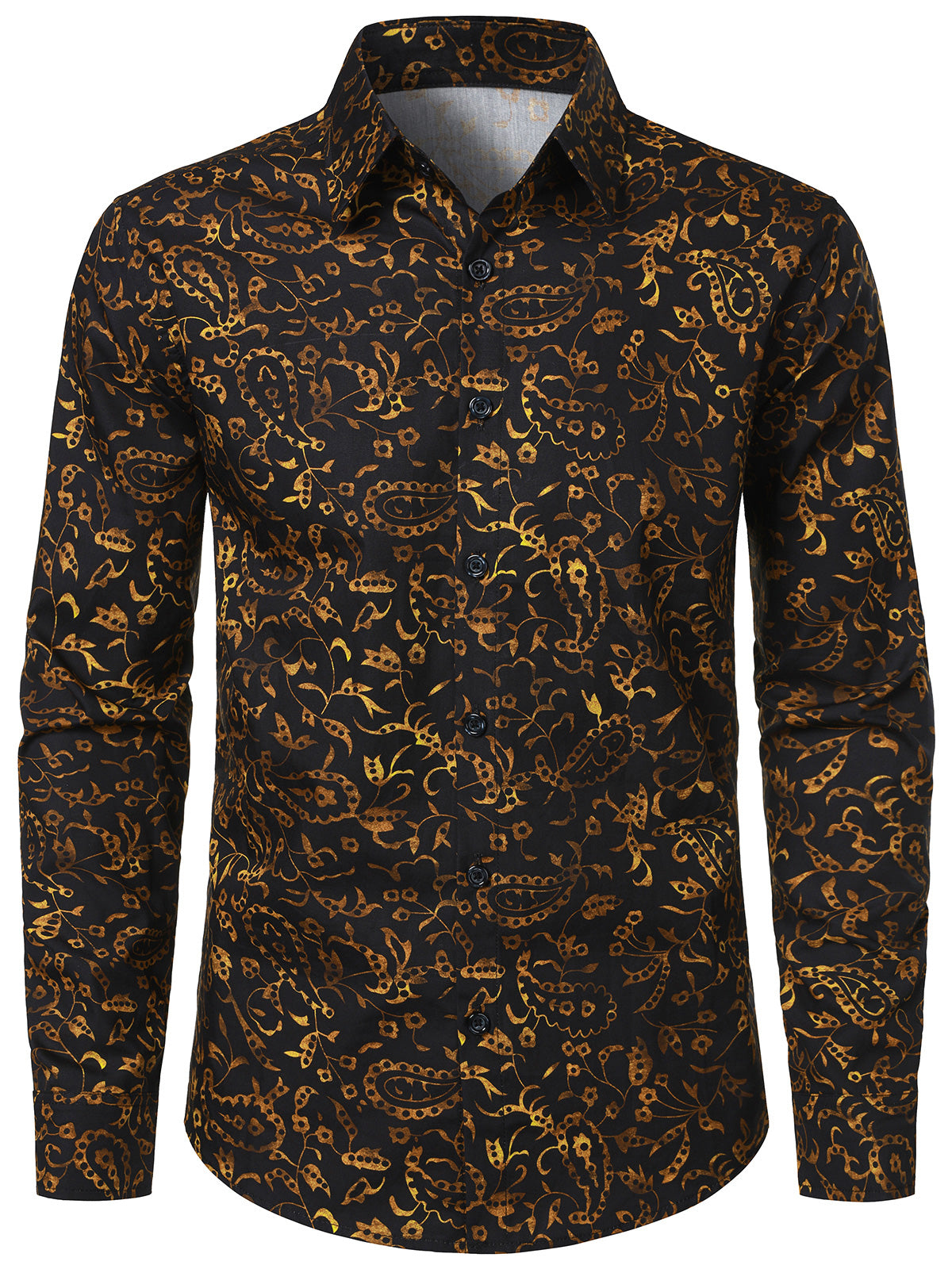 Men's Paisley Vintage Cotton Soft Button Up Long Sleeve Shirt