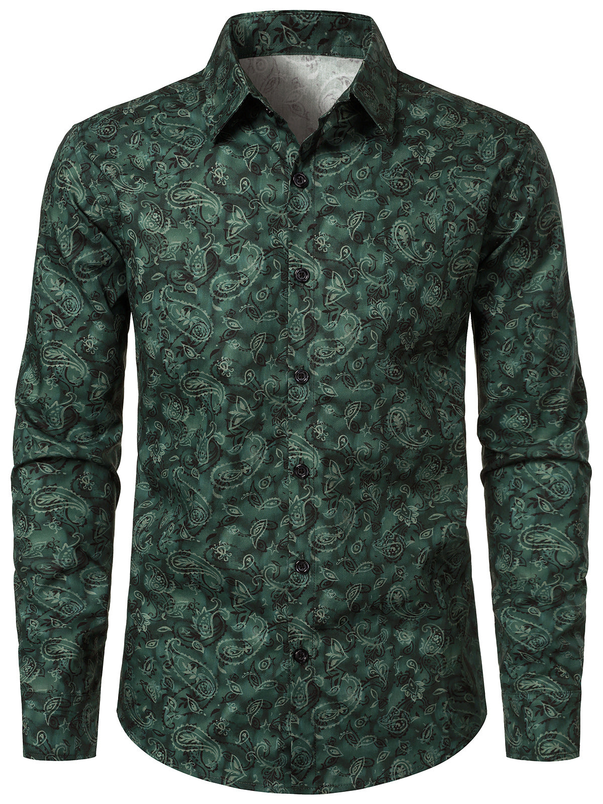 Chemise Homme Verte à Motif Cachemire Vintage