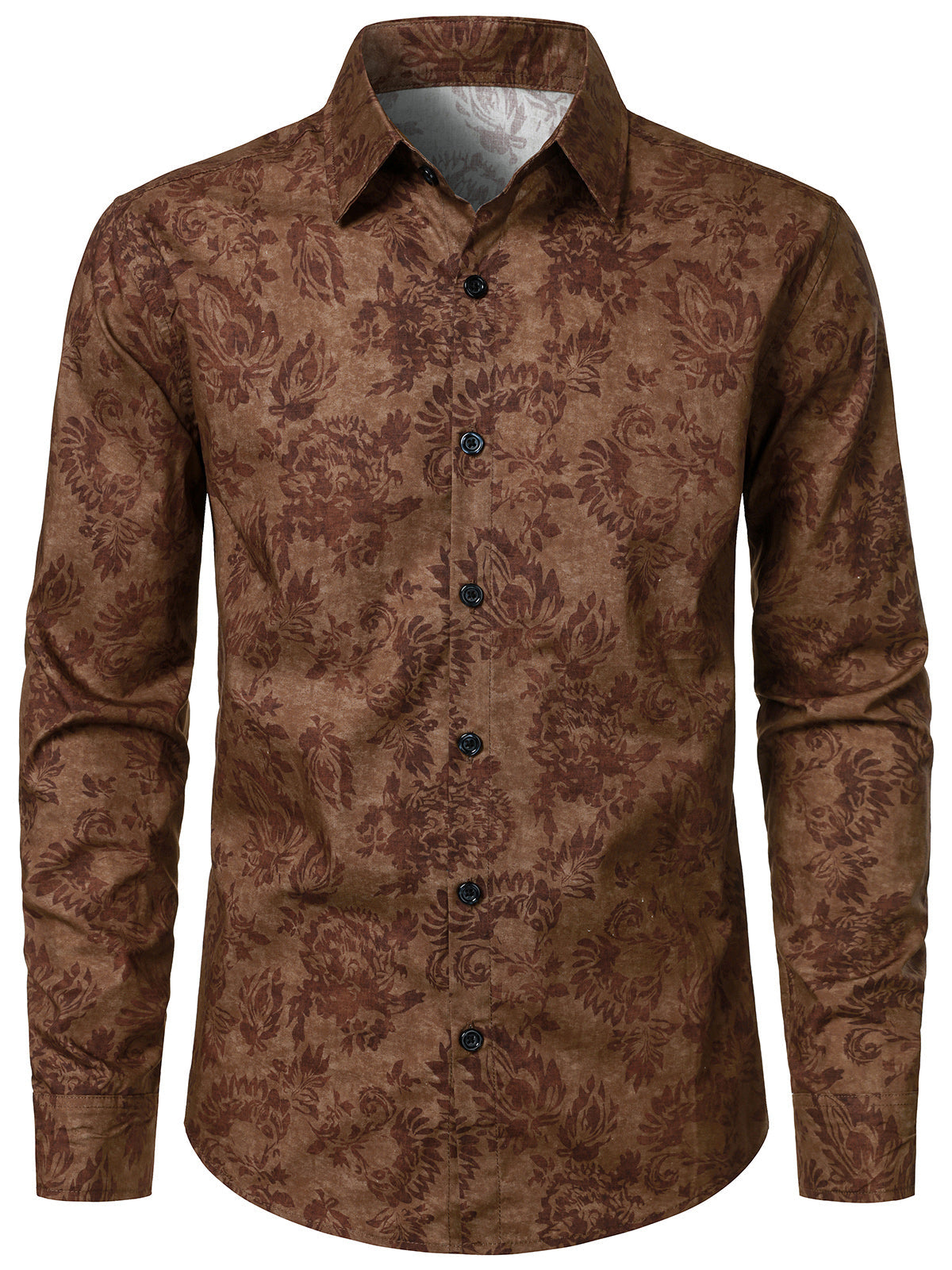 Chemise Homme Marron à Motif Cachemire Rétro