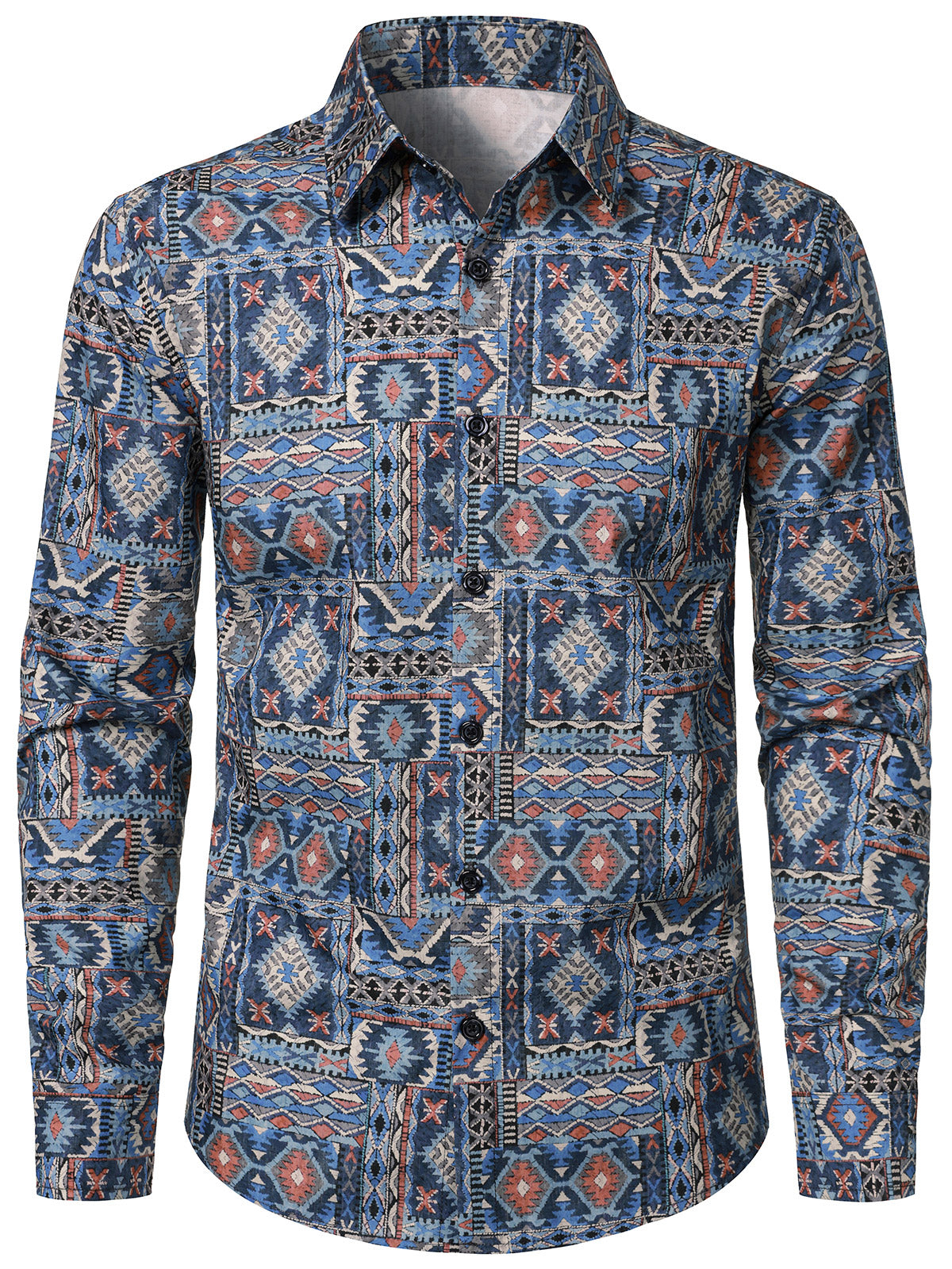 Chemise Homme à Motif Aztèque Rétro 70s