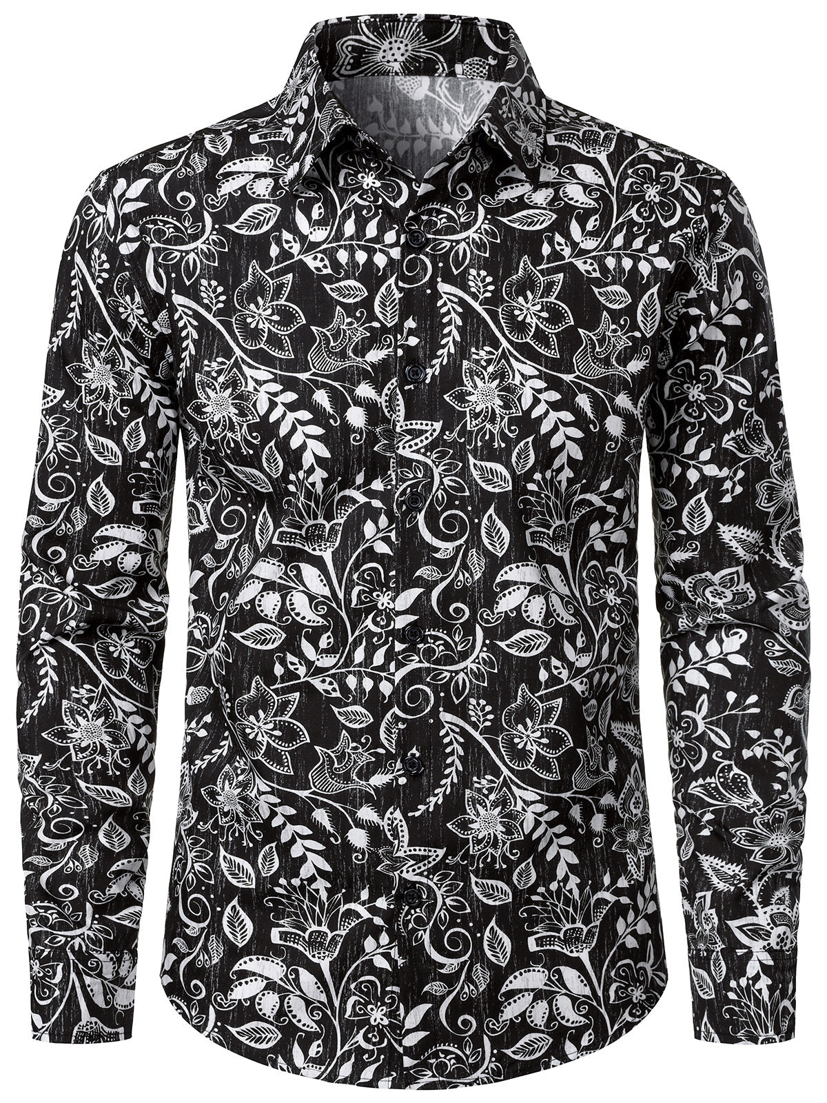 Chemise Homme Noire Fleurie Rétro Respirante