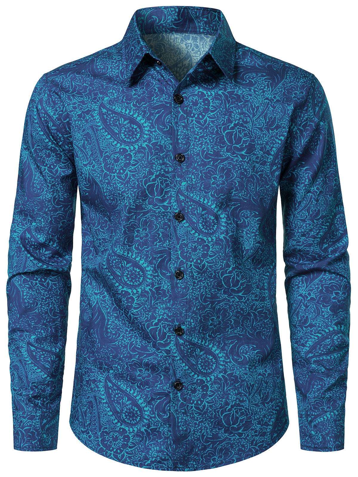 Chemise Homme Bleue à Motif Cachemire Vintage