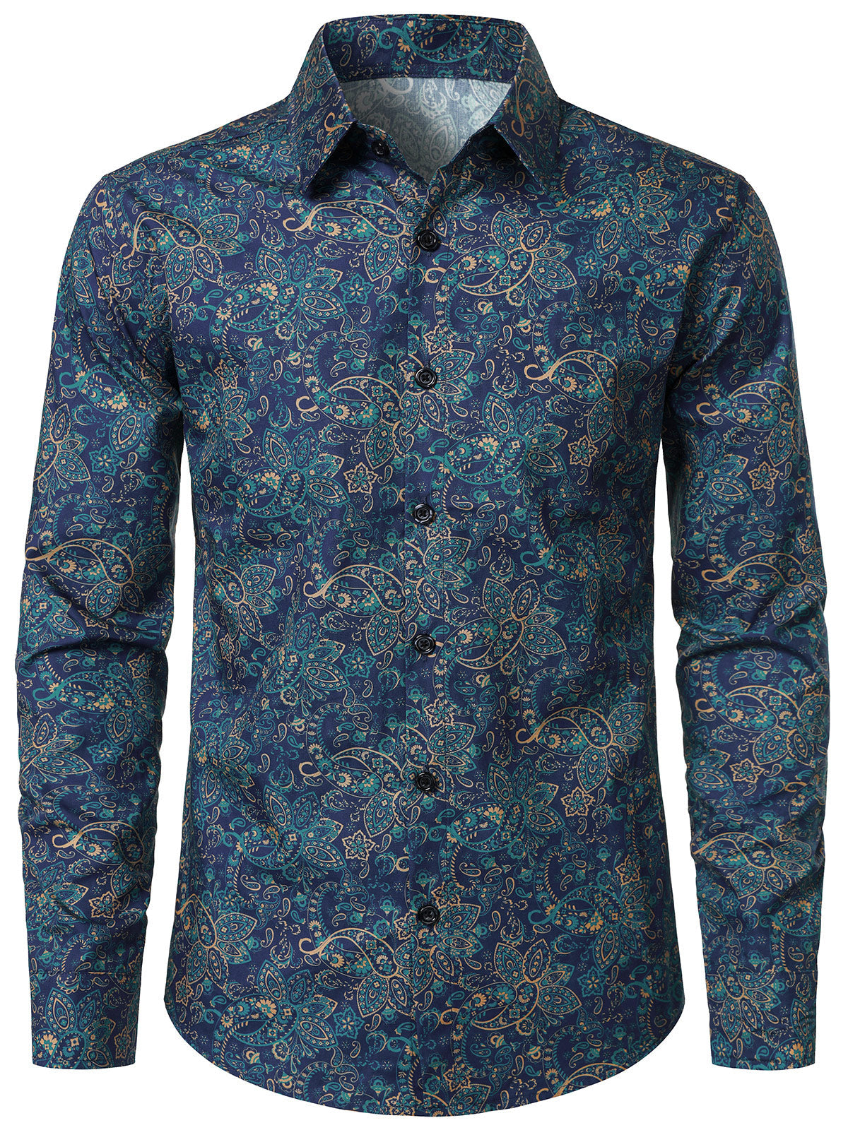 Chemise Homme Bleu Marine à Motif Cachemire Vintage