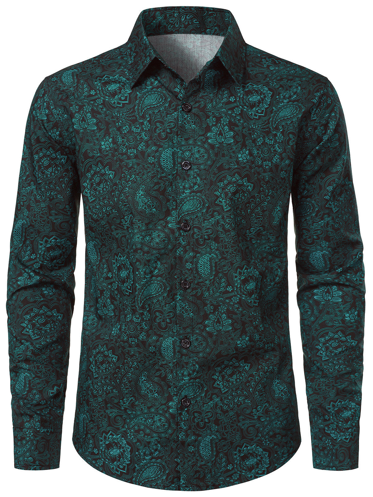 Chemise Homme Verte à Motif Cachemire Vintage