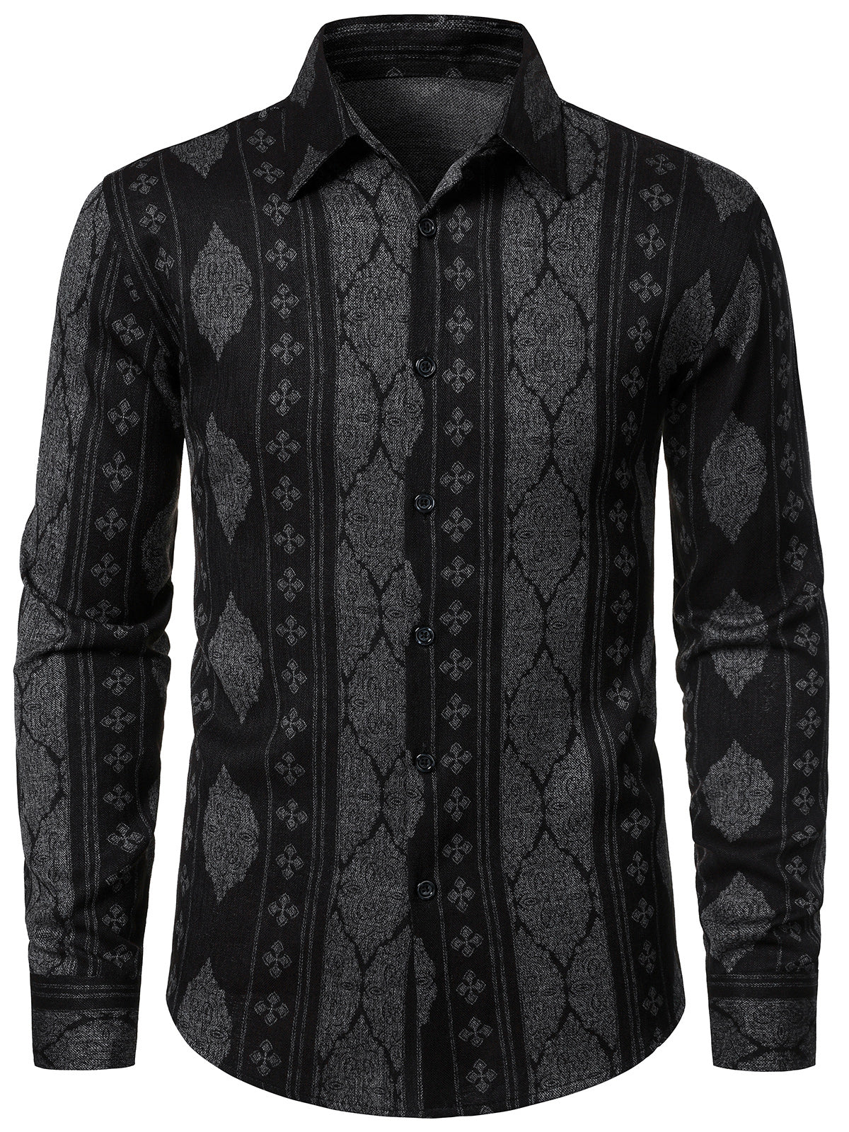 Chemise Western Homme Rétro Manches Longues Rayures Vintage