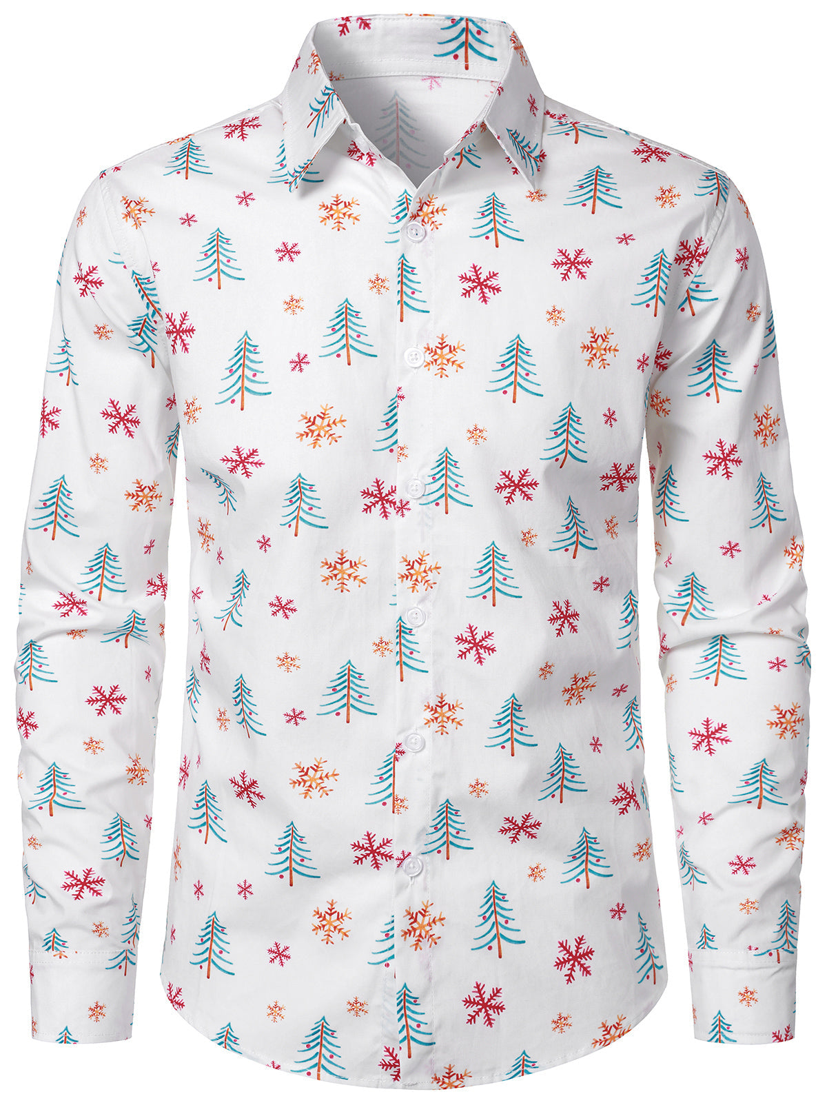 Chemise homme blanche en coton à motif flocons de neige