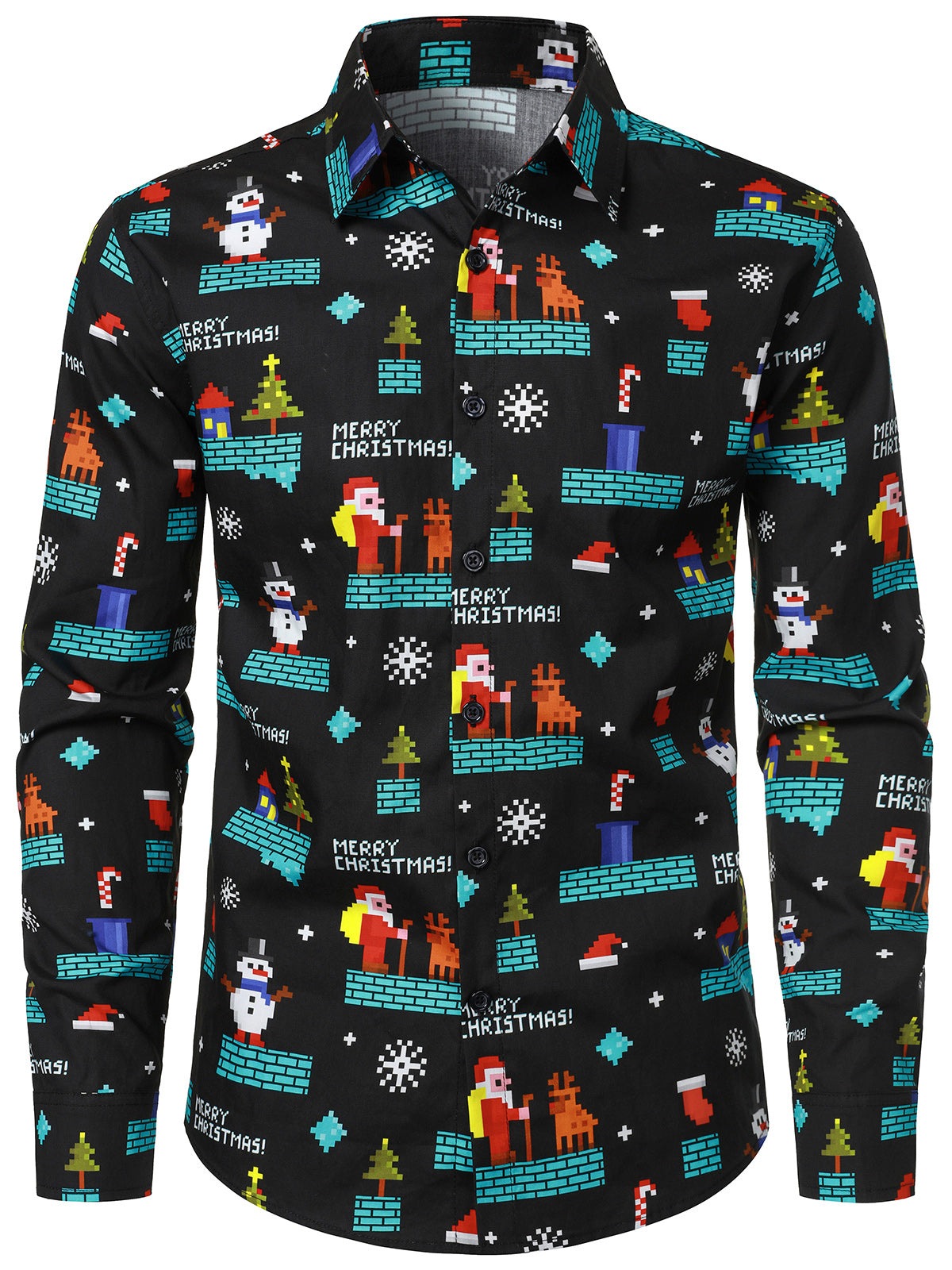 Chemise manches longues homme Père Noël noir