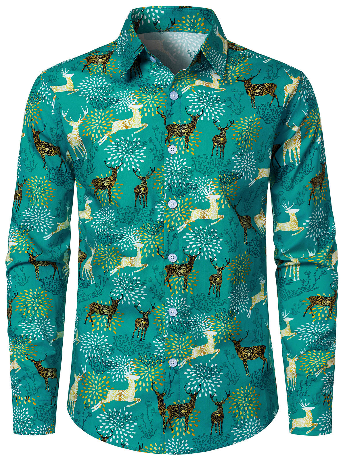 Chemise manches longues homme renne et Père Noël vert