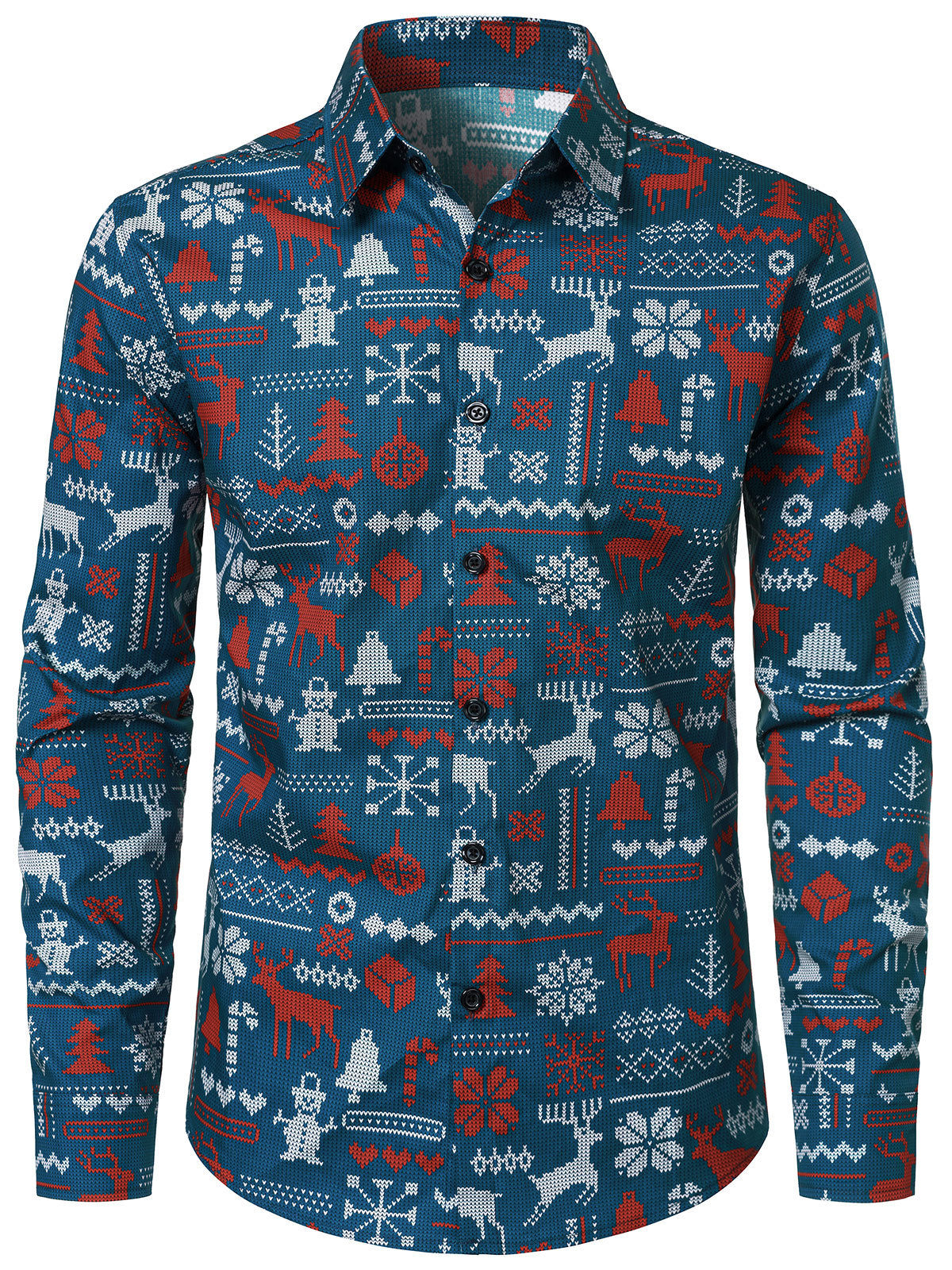 Chemise manches longues homme Père Noël bleu