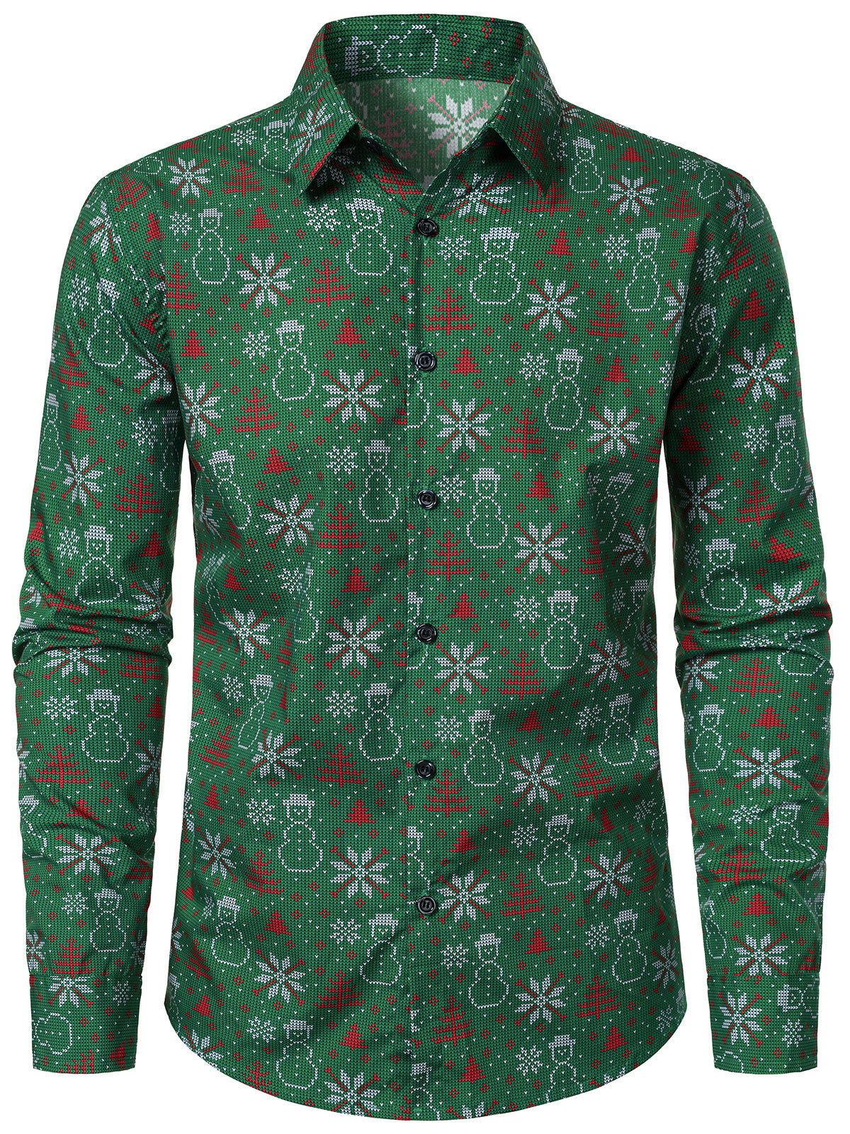 Chemise de Noël rétro 100 % coton pour homme Vert