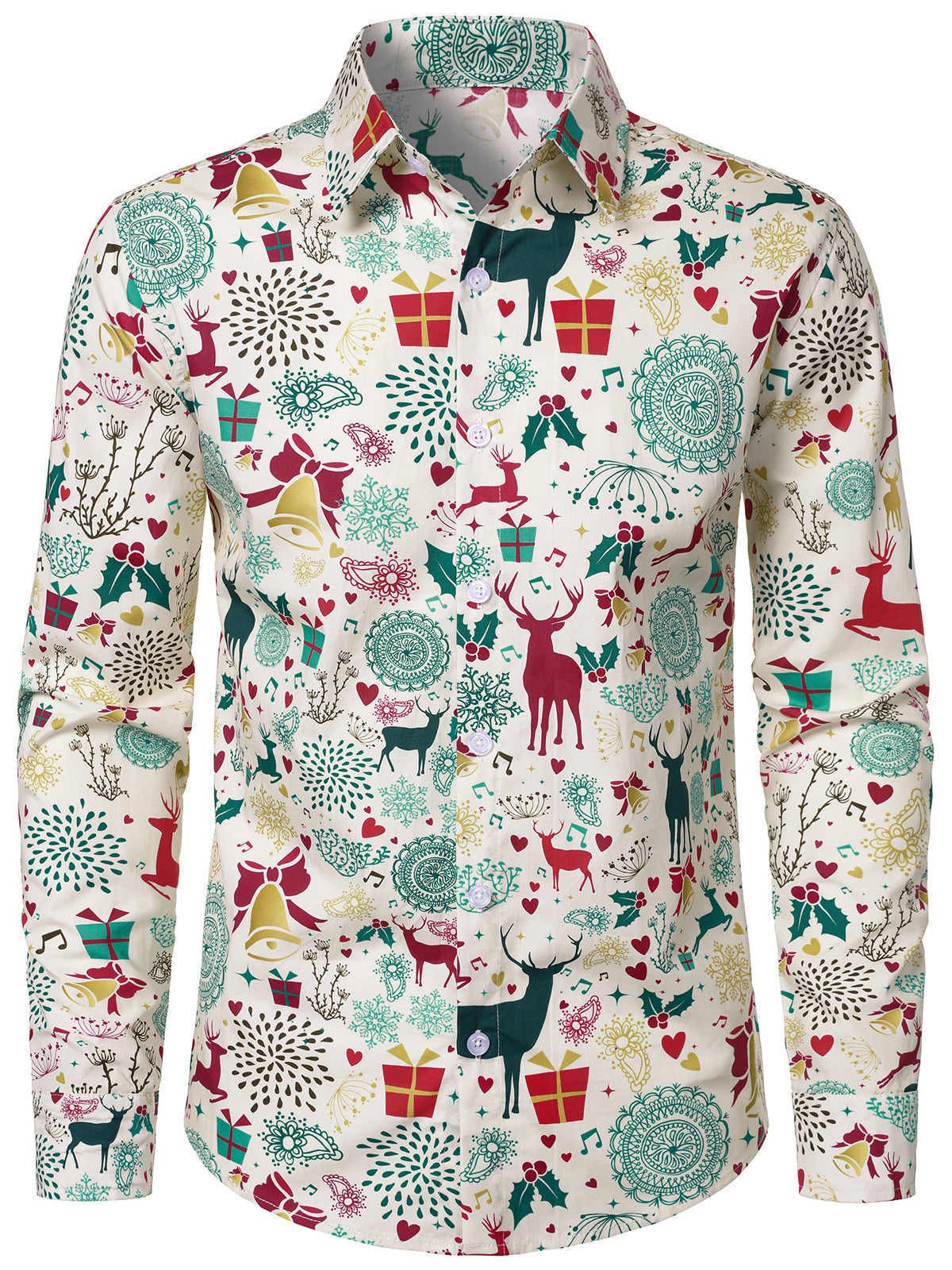 Chemise manches longues homme imprimé renne fête