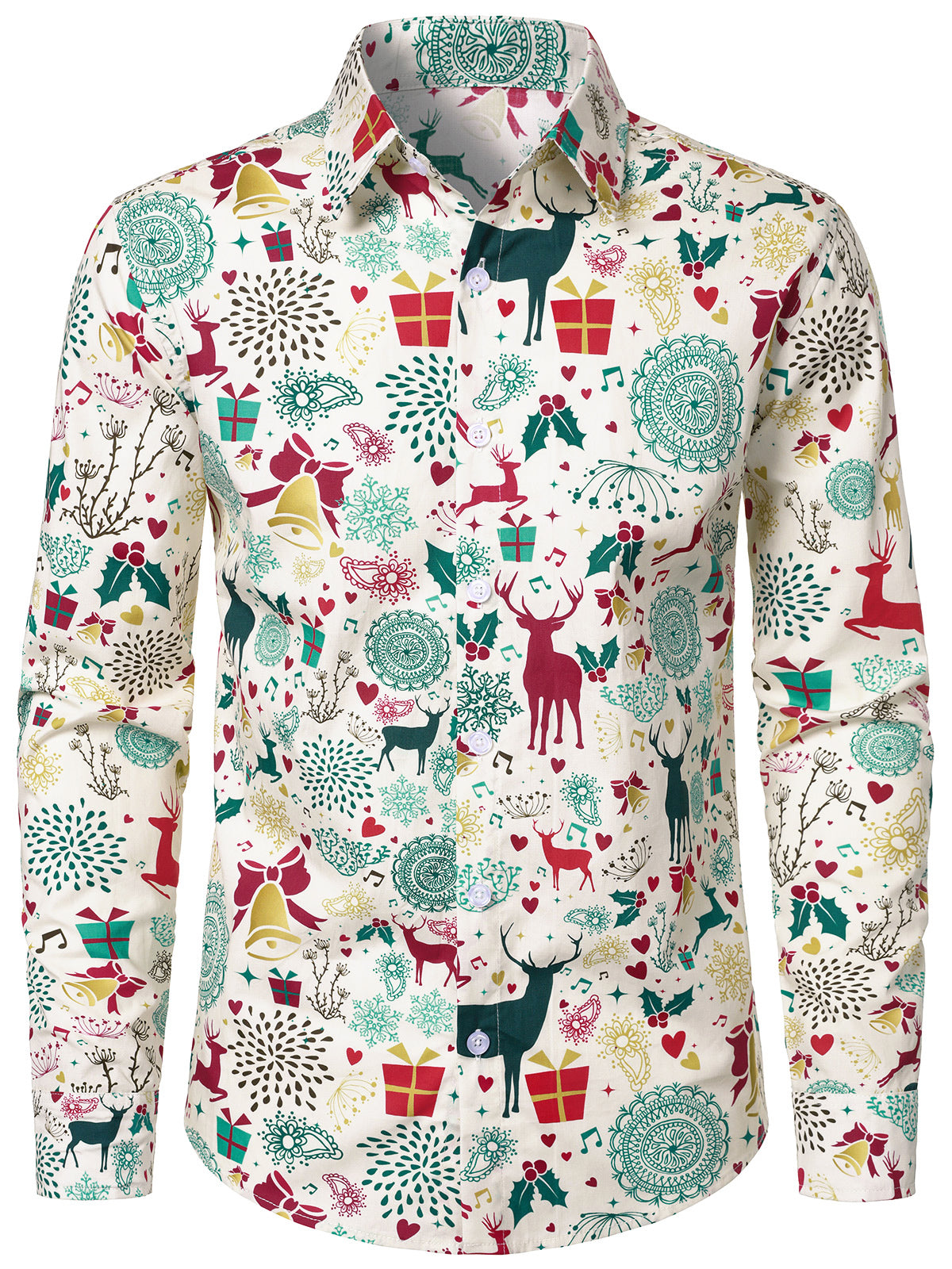 Chemise manches longues homme imprimé renne fête