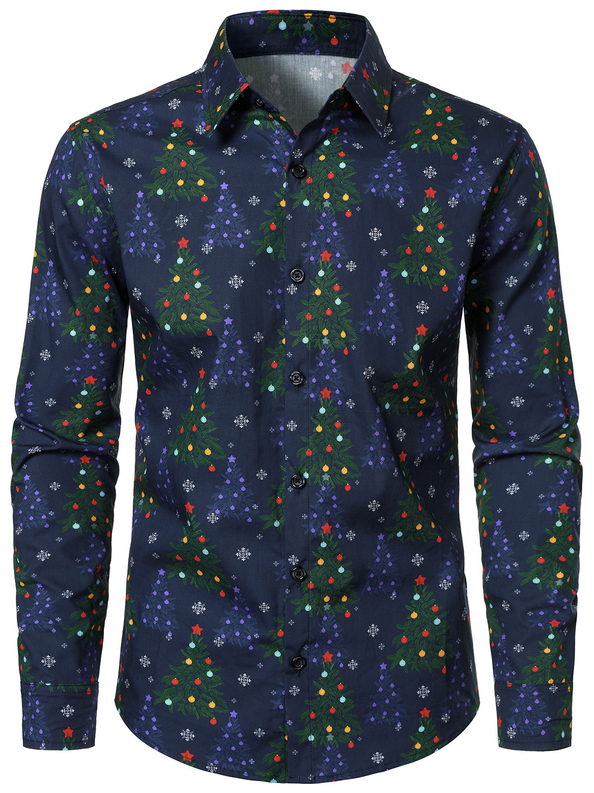 Chemise de Noël en coton à manches longues avec motif pour homme