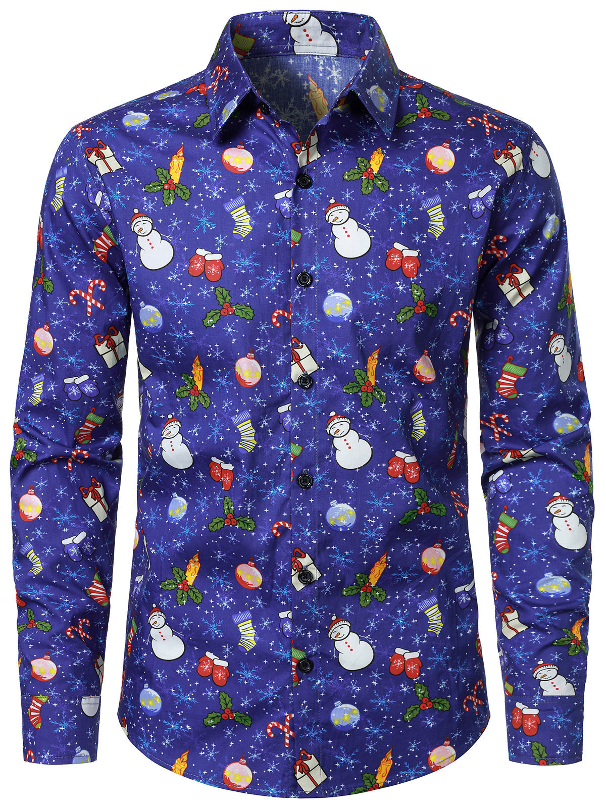 Chemise de Noël 100 % coton pour homme Bleu
