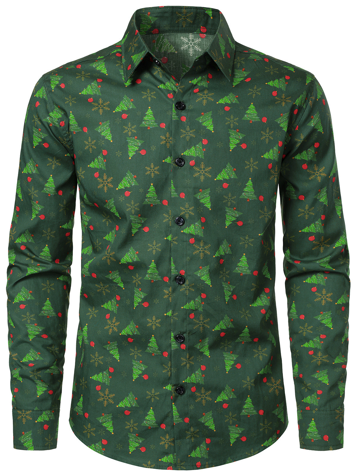 Chemise de Noël 100 % coton à motif de sapin pour homme Vert