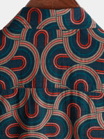 Chemise à manches courtes d'été boutonnée en à imprimé géométrique pour hommes