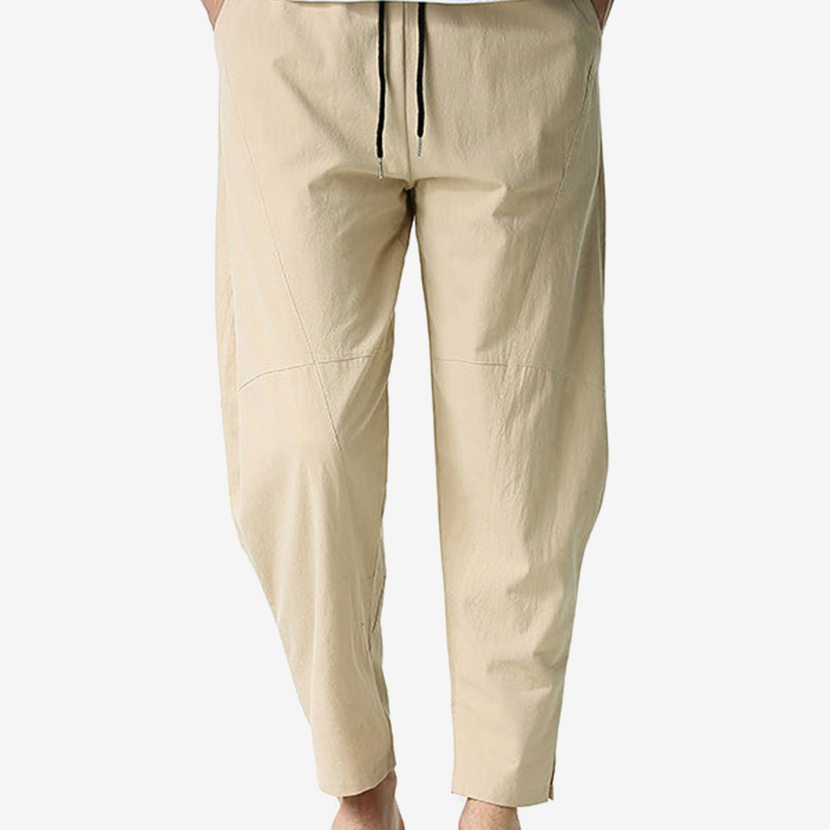 Pantalon ample décontracté léger en coton pour hommes, taille élastique