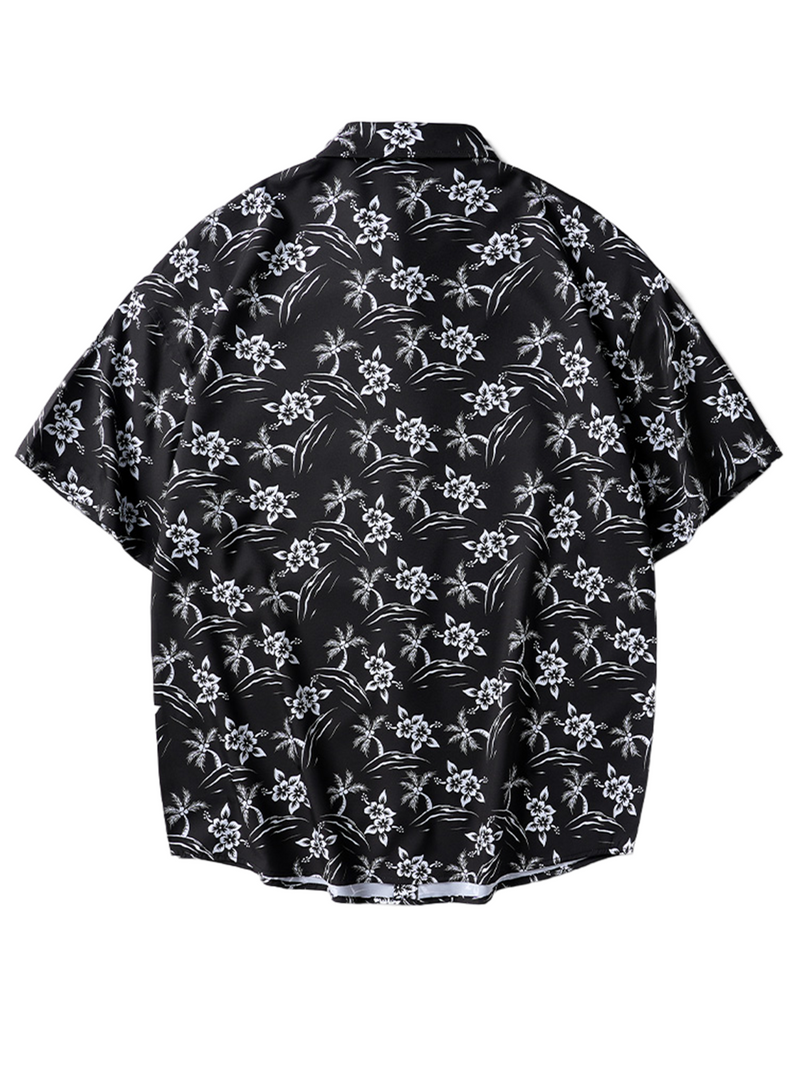 Chemise d'été hawaïenne boutonnée à imprimé floral pour hommes