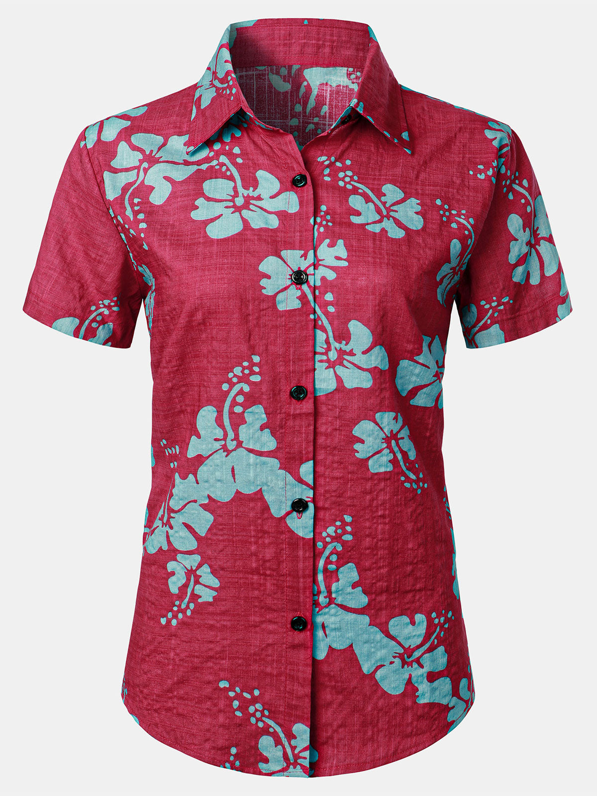 Chemisier à imprimé floral pour femme Chemise hawaïenne à manches courtes en coton pour l'été