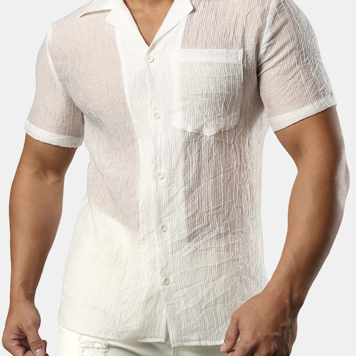 Chemise de plage cubaine Ultra fine pour hommes, poche fraîche d'été, manches courtes, boutonnée