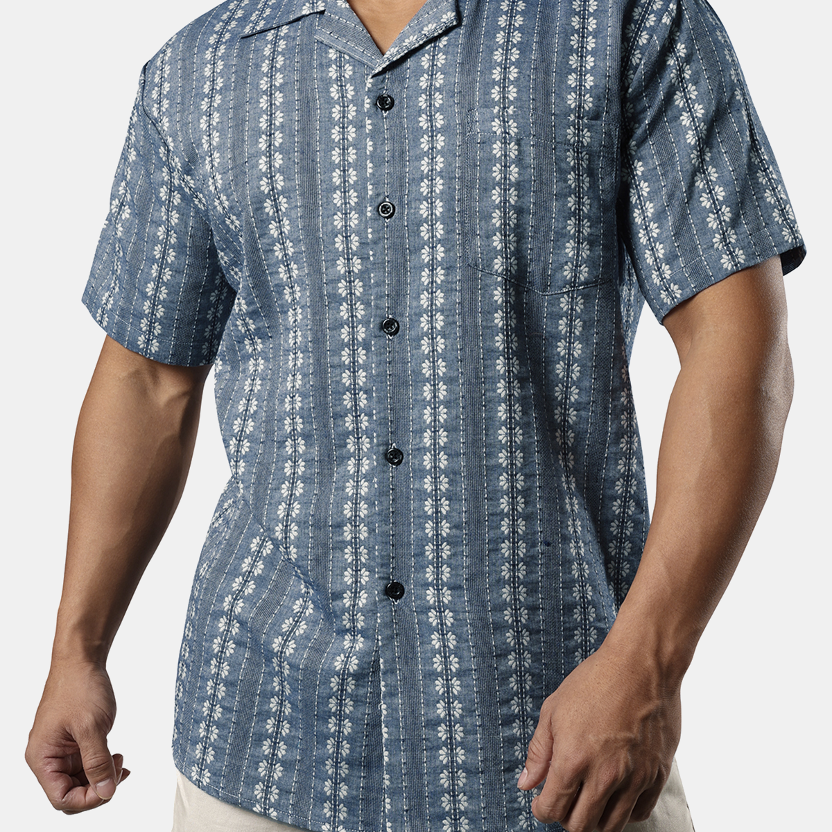 Chemise de plage hawaïenne à manches courtes pour hommes, motif Floral, jacquard, cubain, Guayabera, boutons décontractés