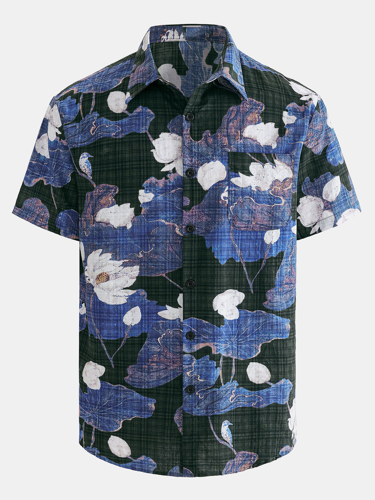 Chemise hawaïenne respirante à manches courtes et imprimé floral pour homme