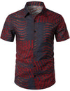 Chemise imprimée rayée à manches courtes pour hommes