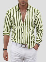 Chemise décontractée à manches longues et boutonnée à rayures pour hommes