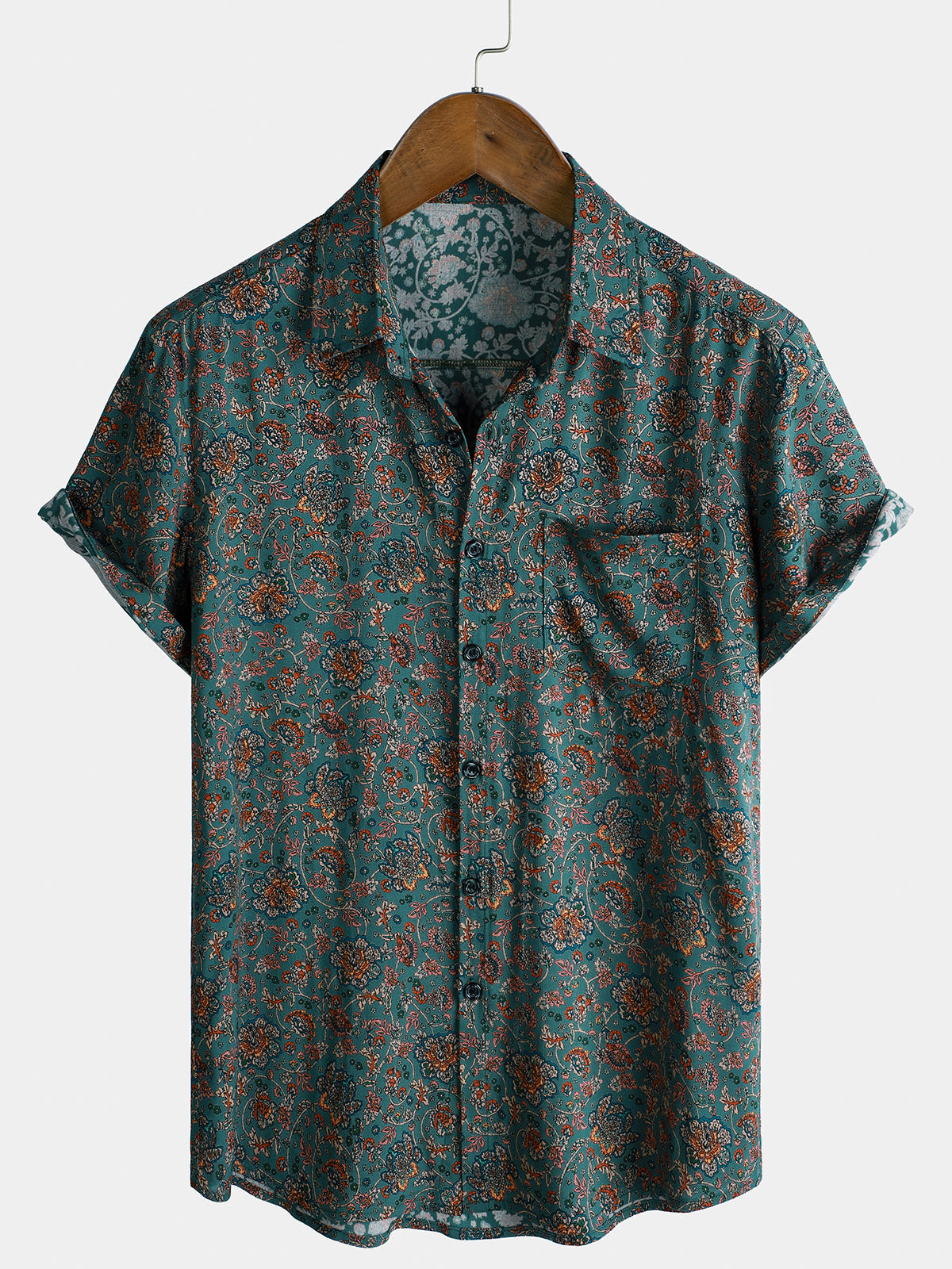 Chemise à manches courtes pour homme, motif cachemire vintage, style rétro années 70