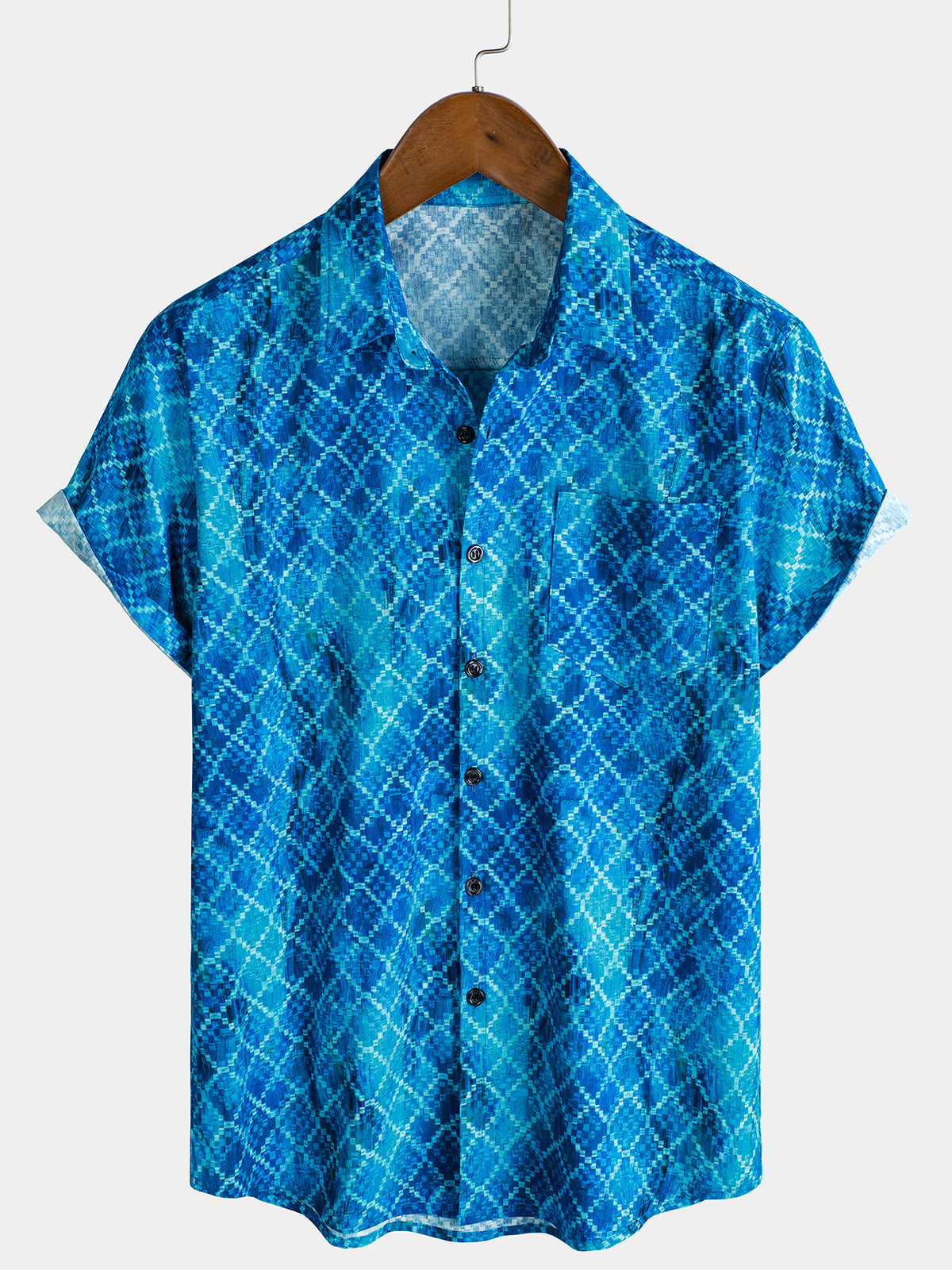 Chemise hawaïenne bleue à manches courtes pour homme