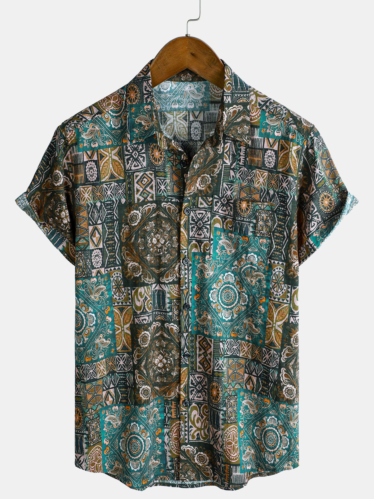 Chemise de vacances respirante à manches courtes pour homme, style rétro