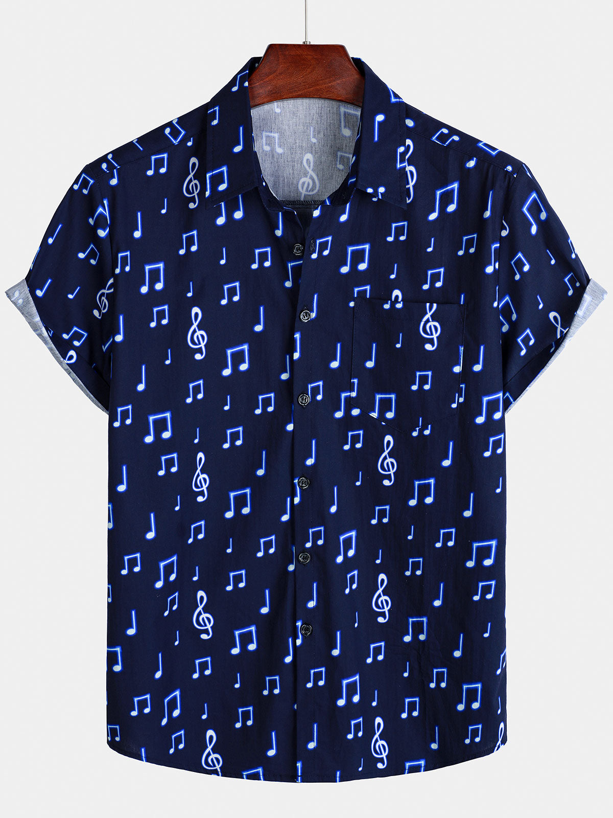 Chemise boutonnée respirante à manches courtes pour homme, idéale pour les festivals de musique