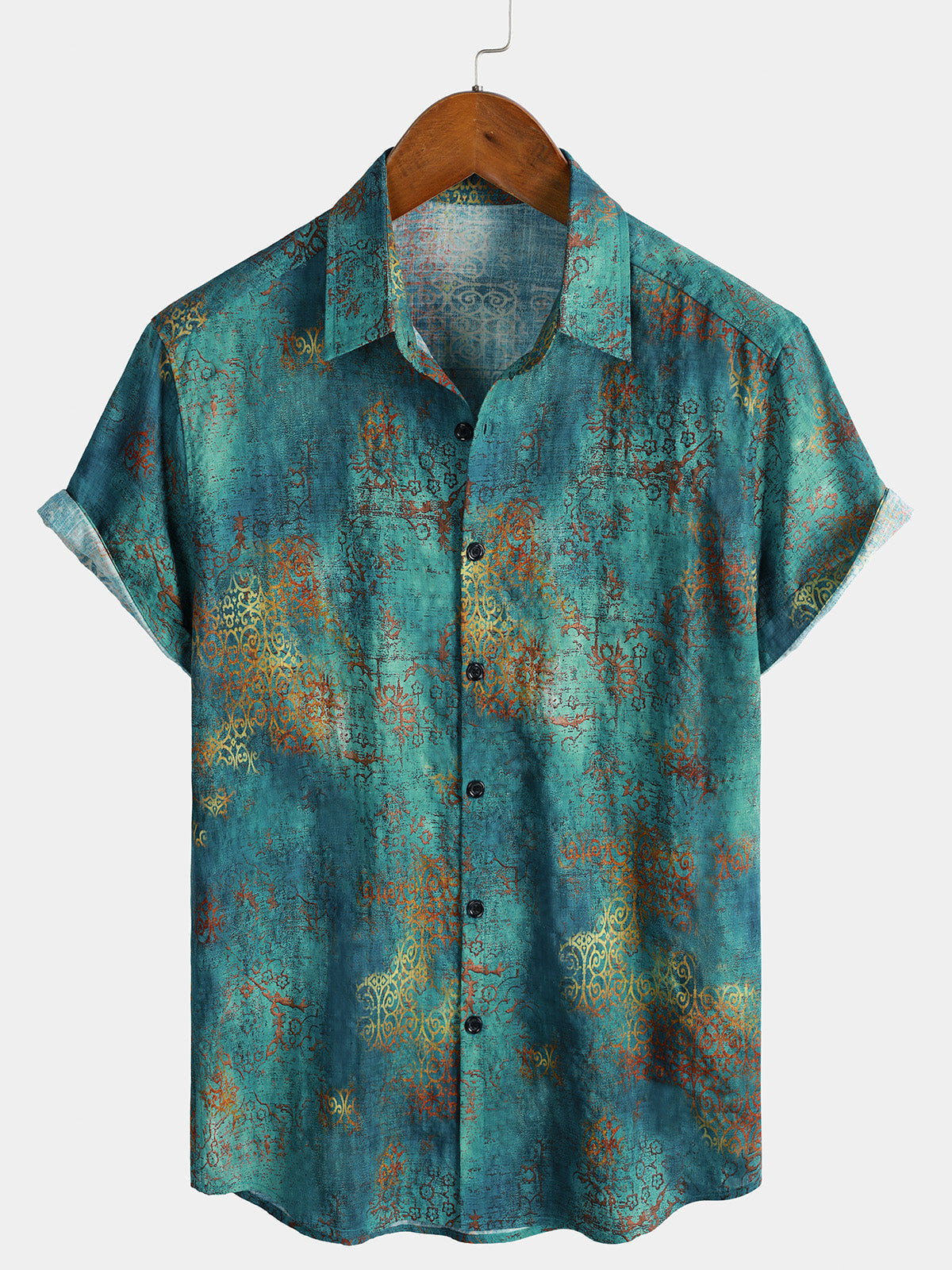 Chemise manches courtes hawaïenne bleu tropical vacances