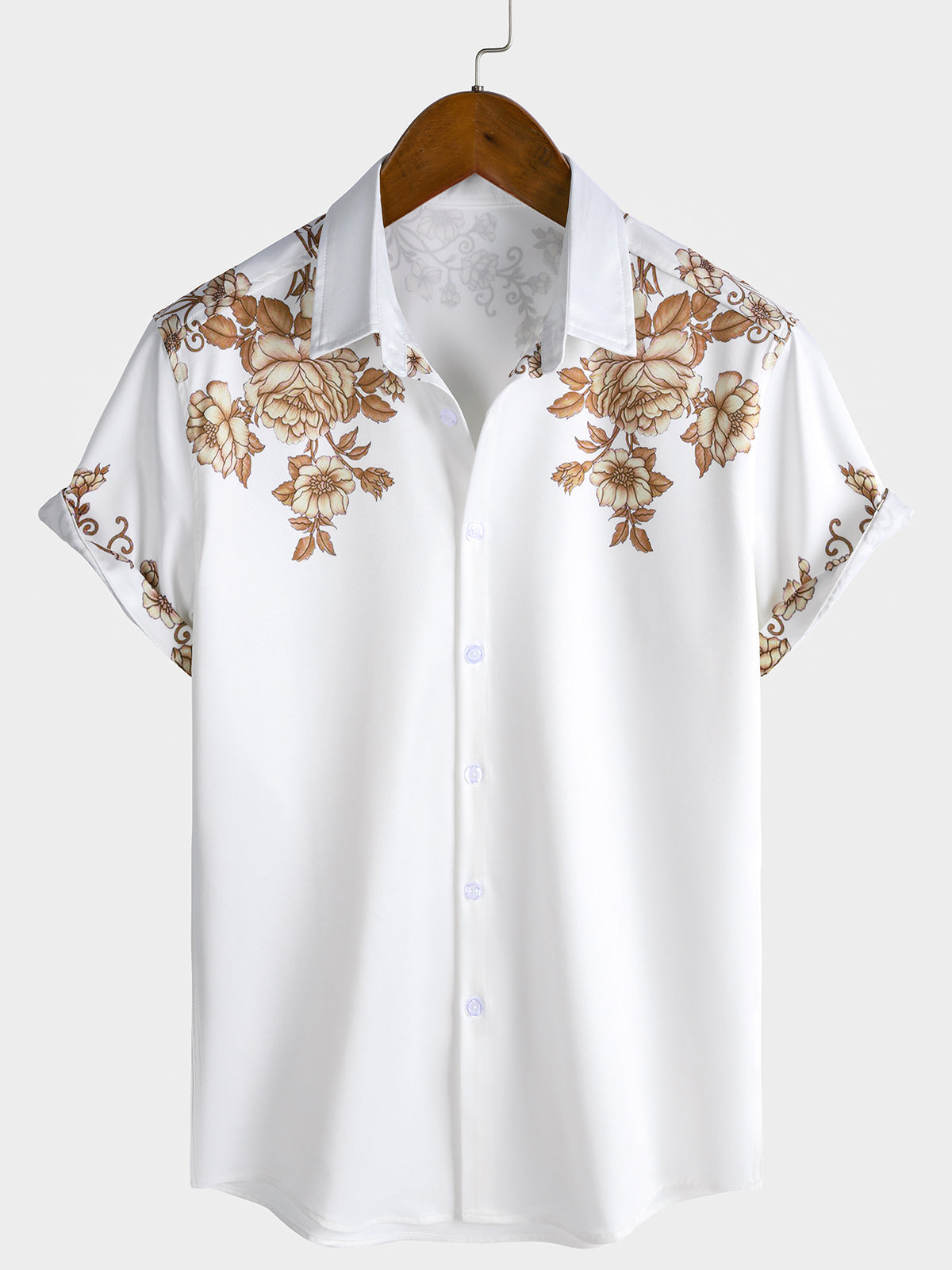 Chemise Hawaïenne à Imprimé Floral pour Homme à Boutons Col Décontracté à Manches Courtes