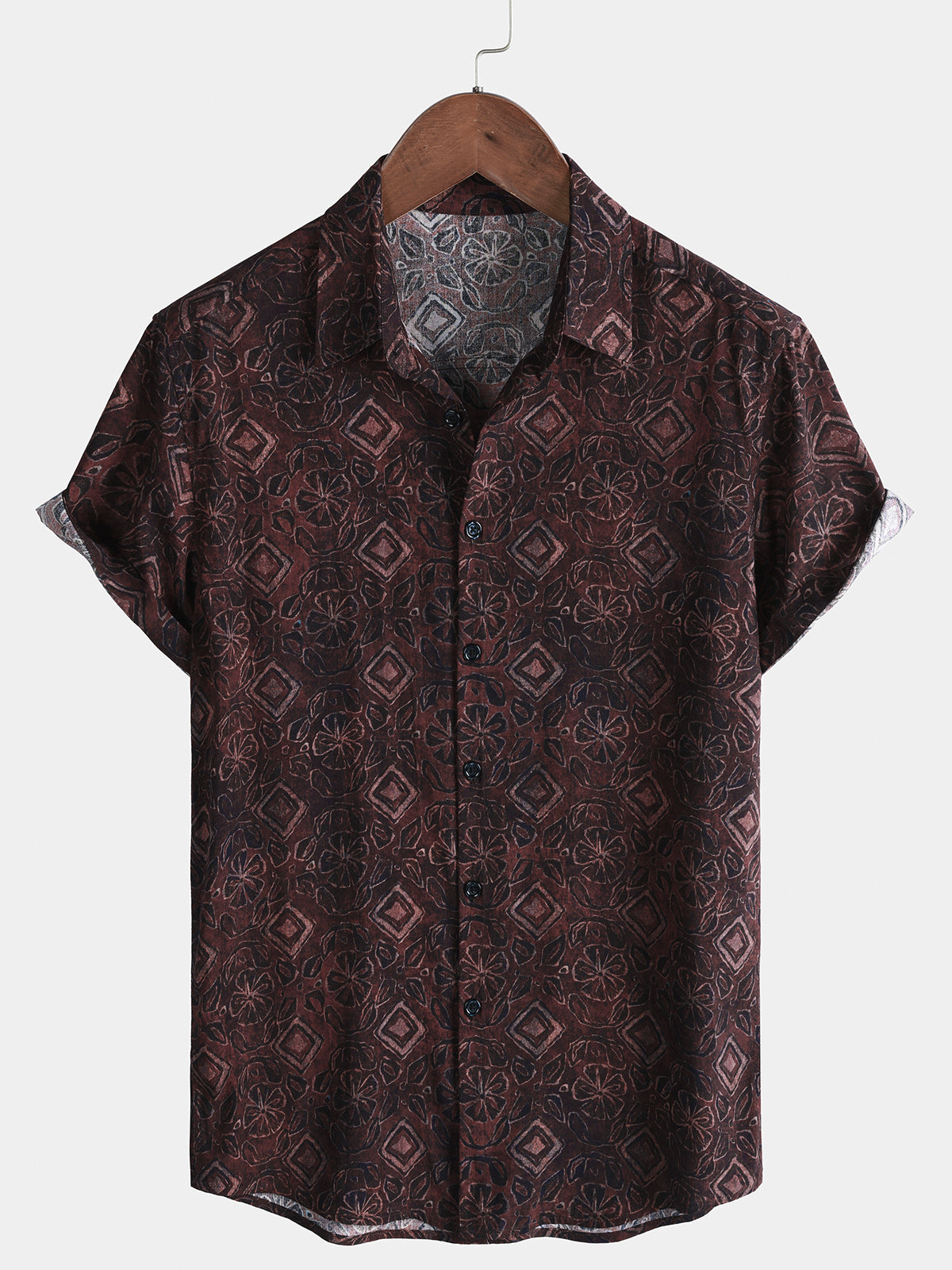 Chemise Homme Florale Géométrique Vintage