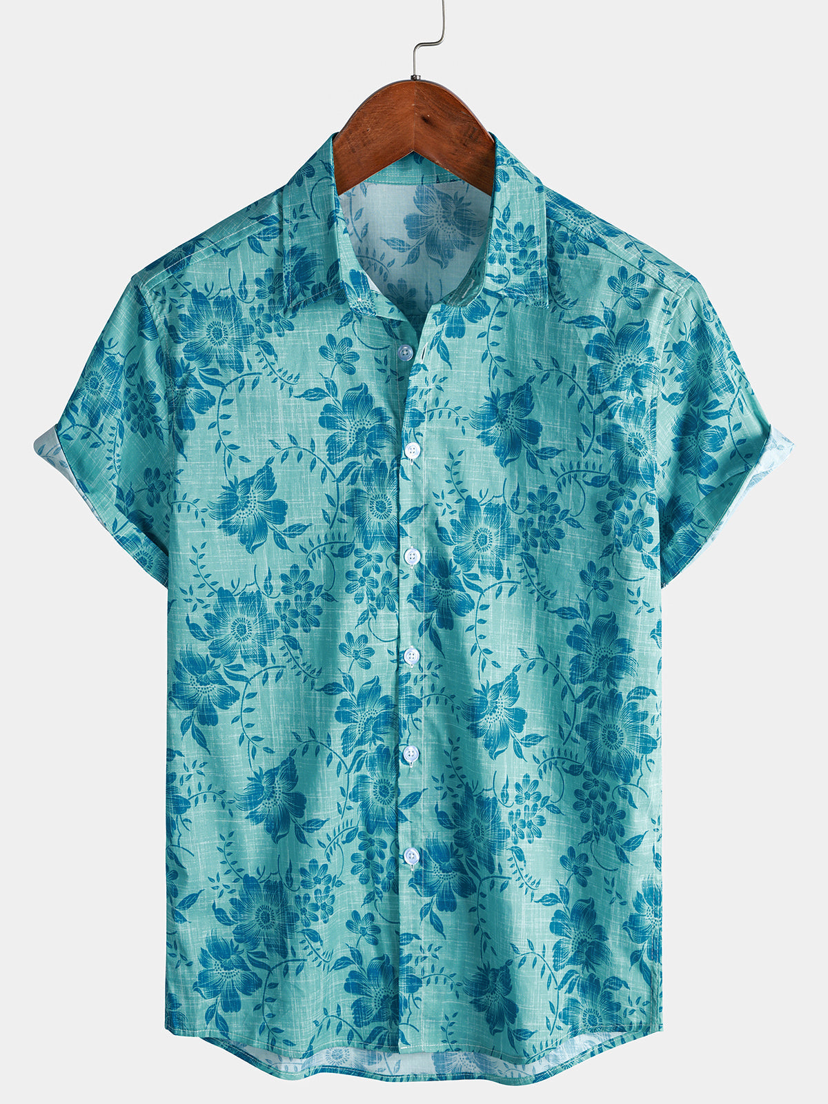 Chemise Homme à Imprimé Floral Hawaïen Vintage en Coton Léger Manches Courtes
