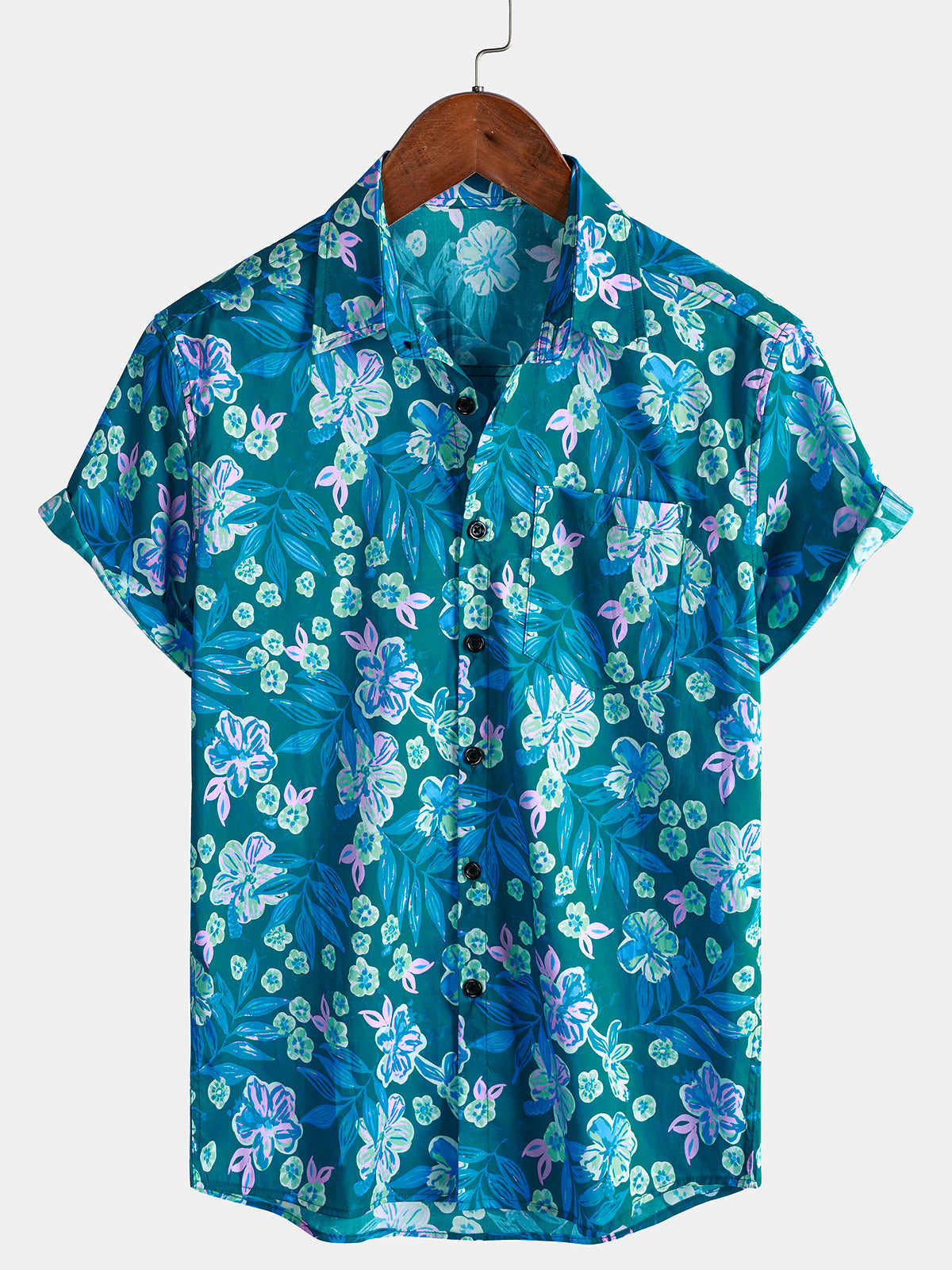 Chemise Homme Bleue Florale Hawaïenne