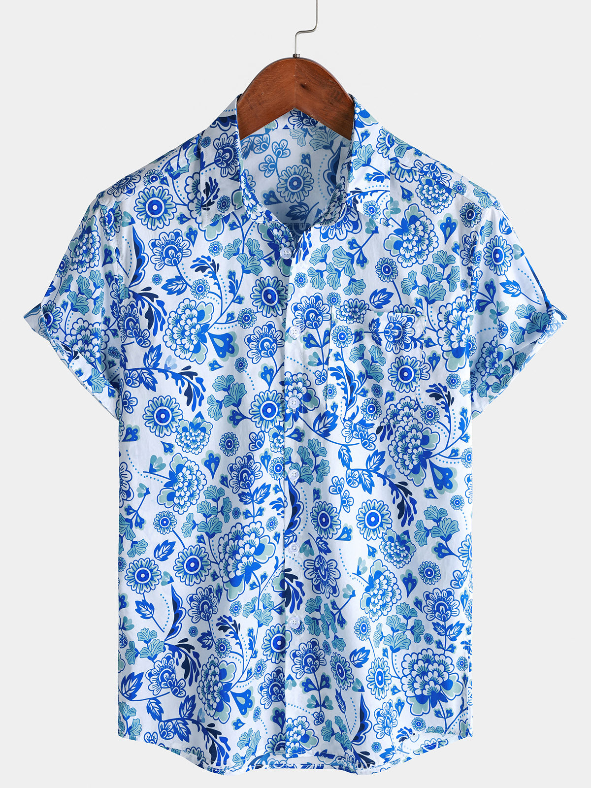 Chemise Homme Paisley Florale Bleue