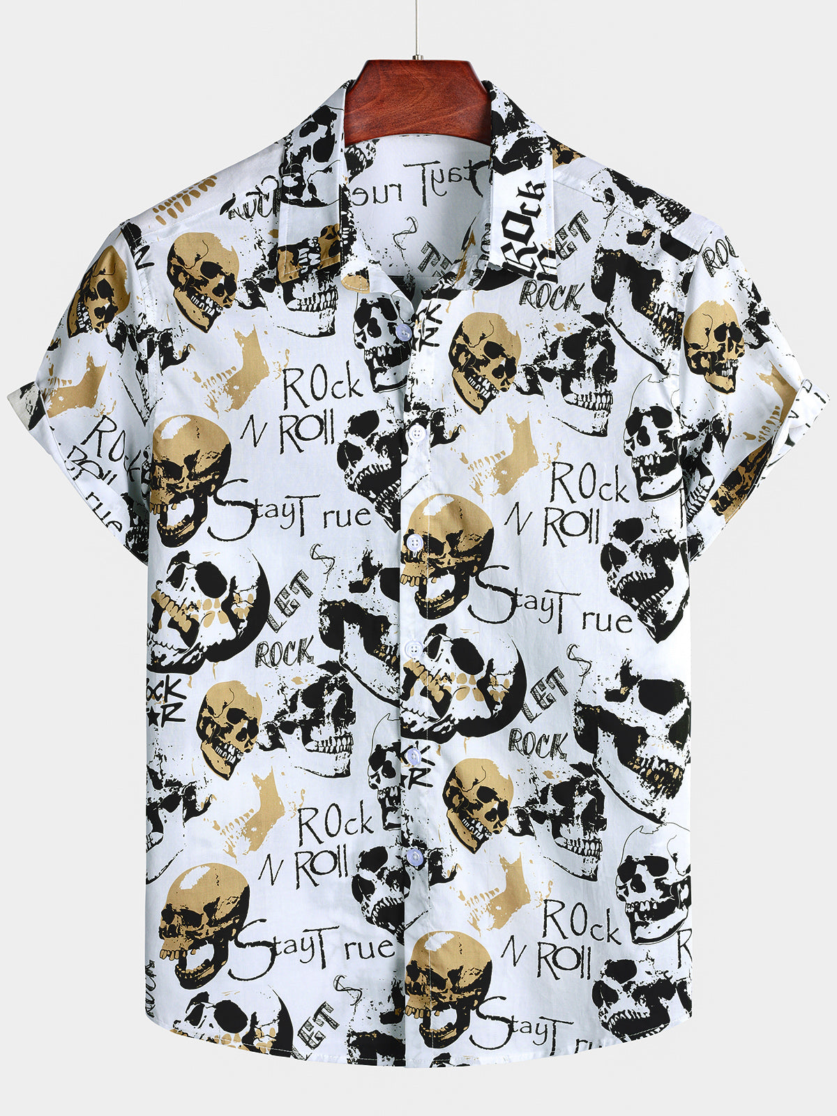 Chemise Homme Hawaïenne Skull Rock Blanche