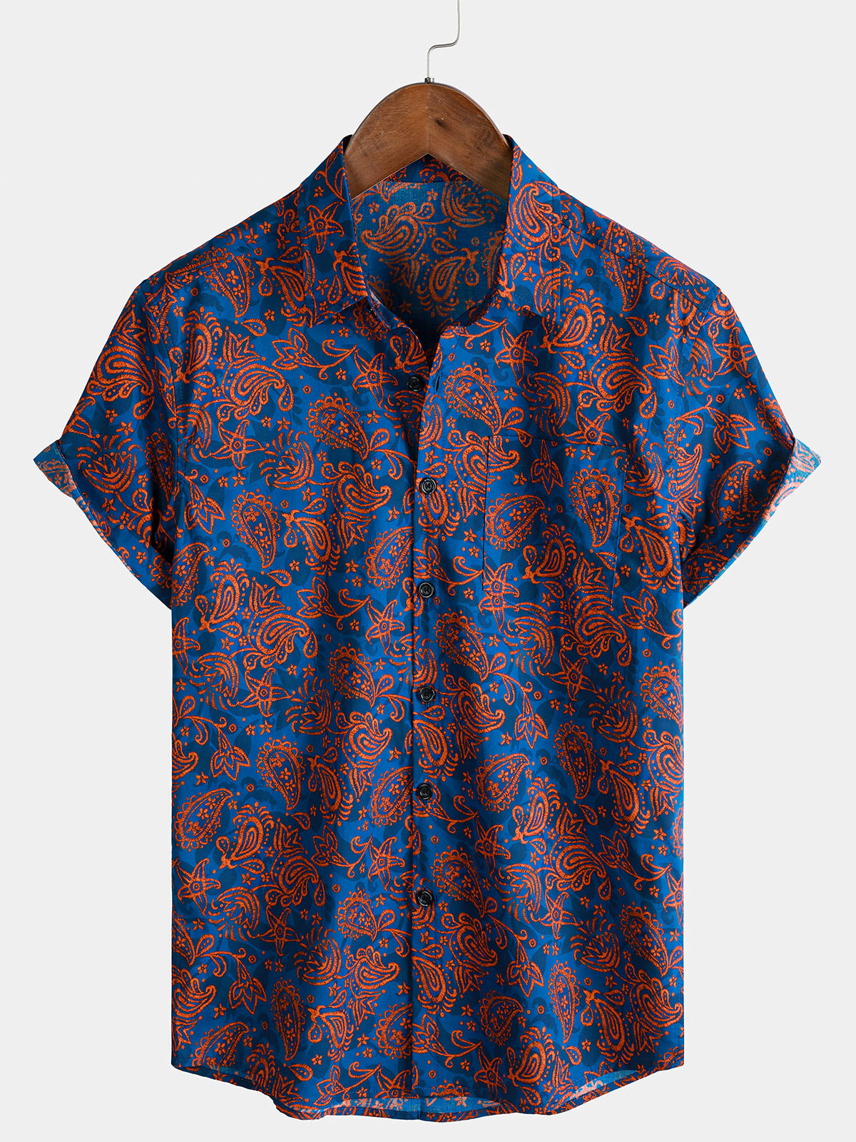 Chemise Homme Floral Paisley Plage d’Été Manches Courtes