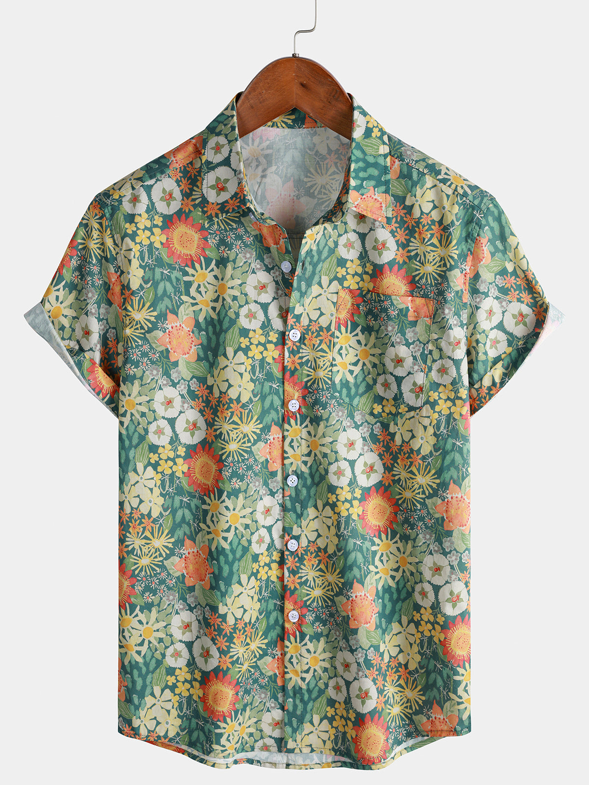 Chemise Homme Florale Tropicale d’Été Manches Courtes